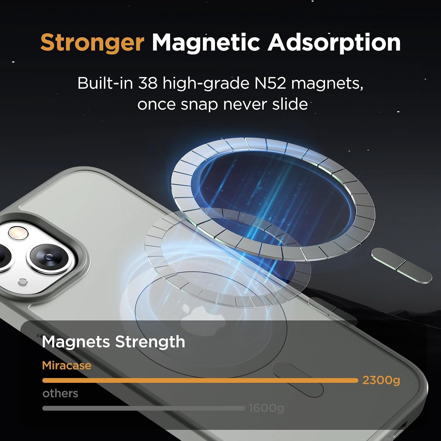 image:imageMiracase for iPhone 16 Pro Matte Series Case Magnetic OrangeGray