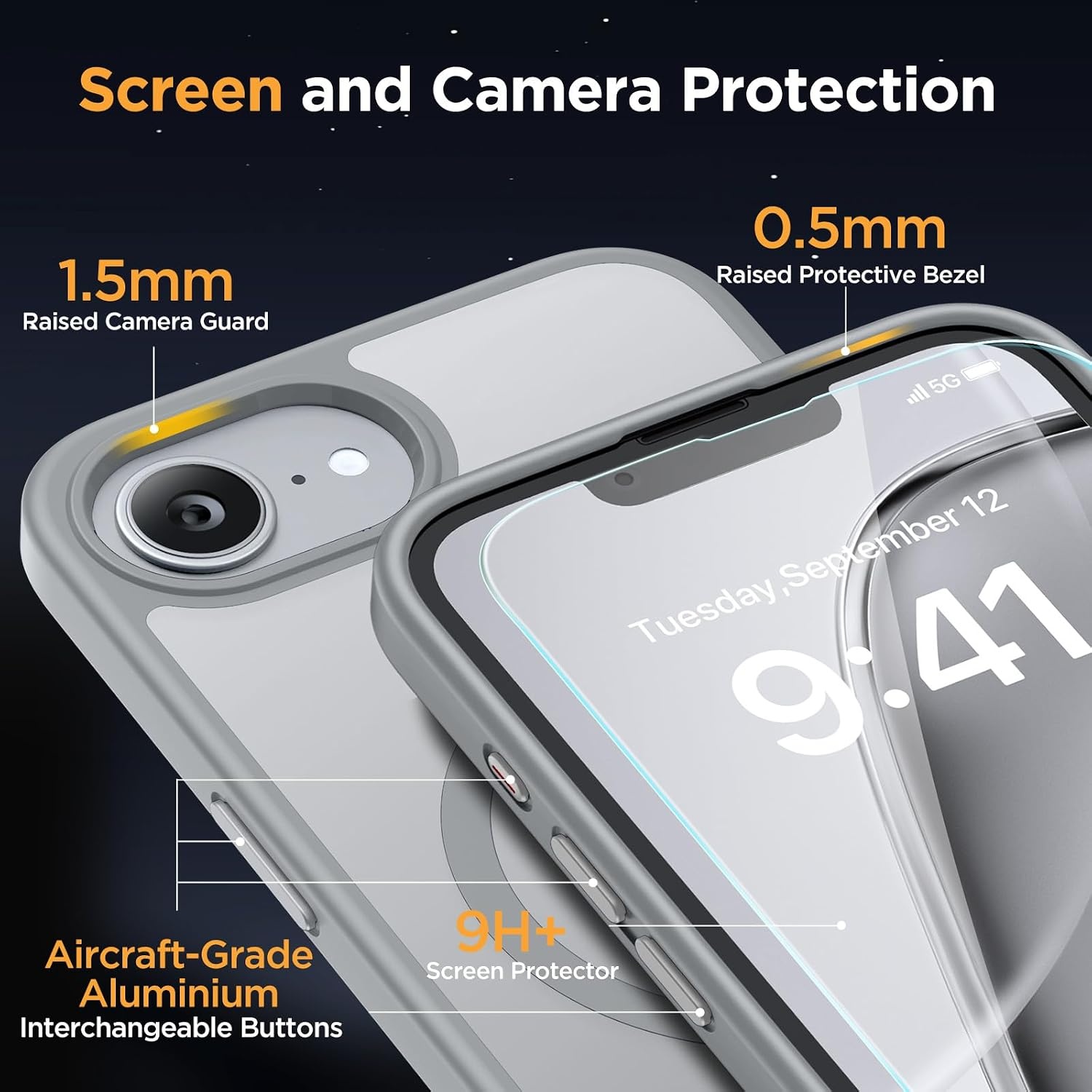image:imageMiracase for iPhone 16 Pro Matte Series Case Magnetic OrangeGray