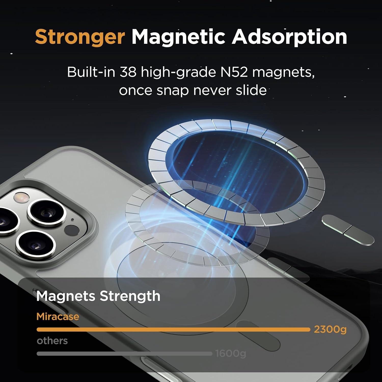 image:imageMiracase for iPhone 16 Pro Matte Series Case Magnetic OrangeGray