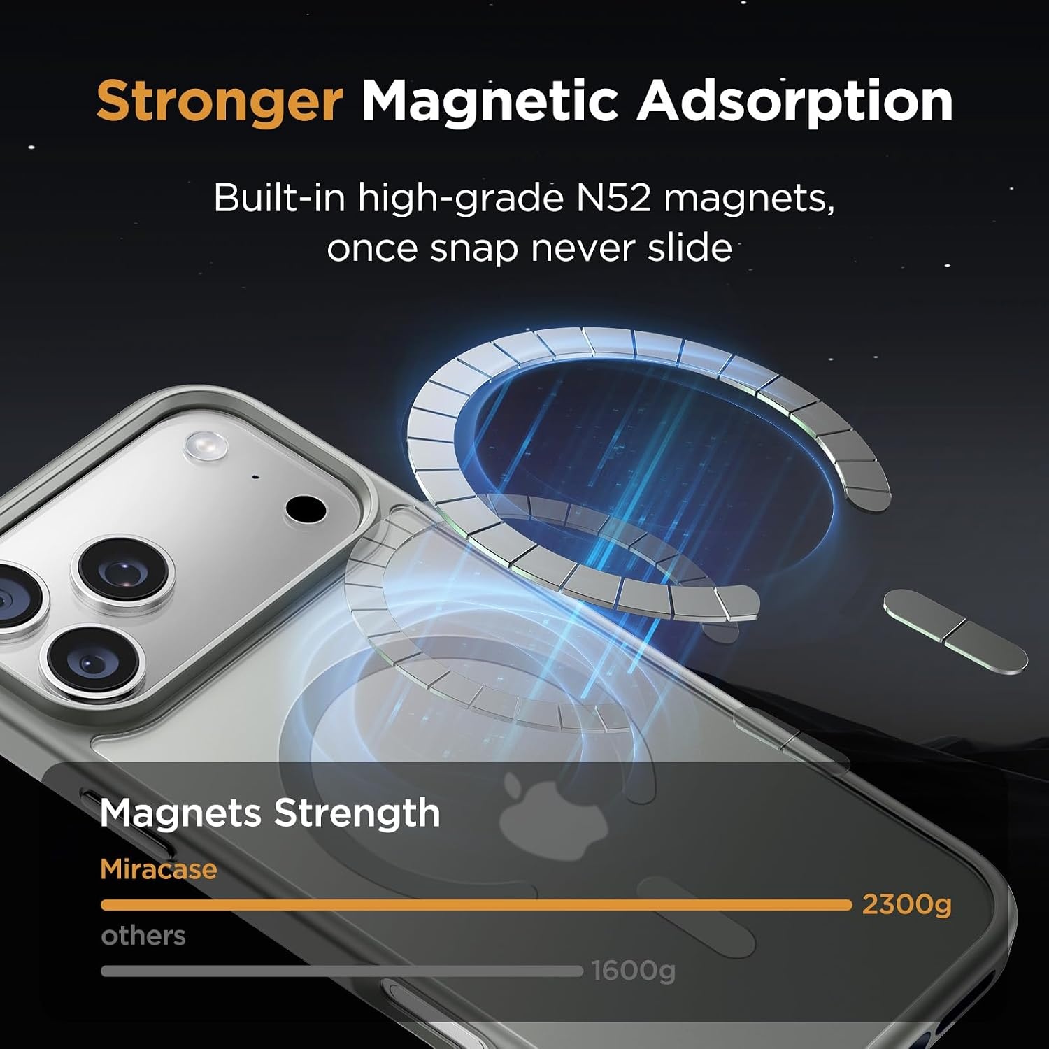 image:imageMiracase for iPhone 16 Pro Matte Series Case Magnetic OrangeGray