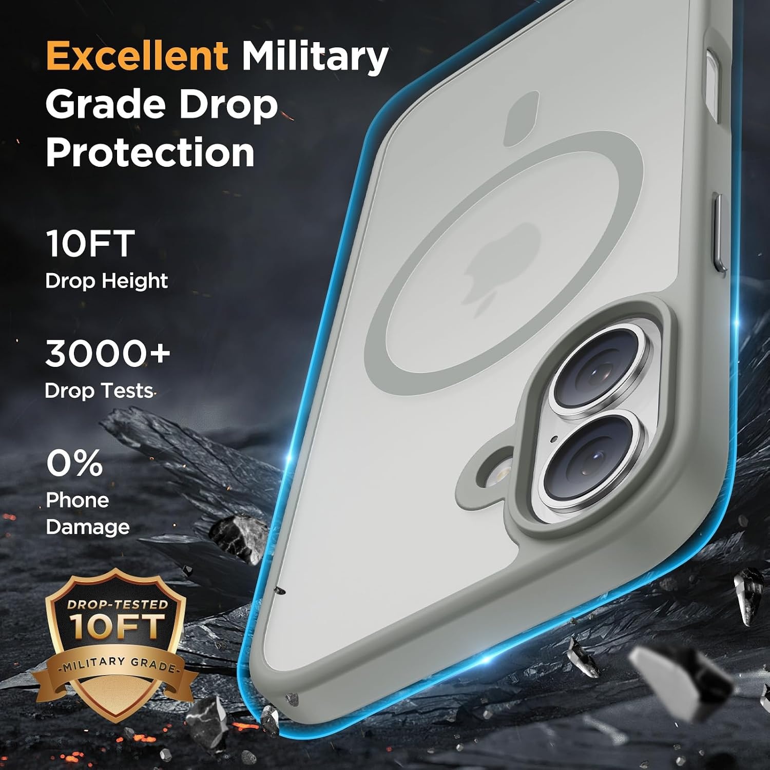 image:imageMiracase for iPhone 16 Pro Matte Series Case Magnetic OrangeGray