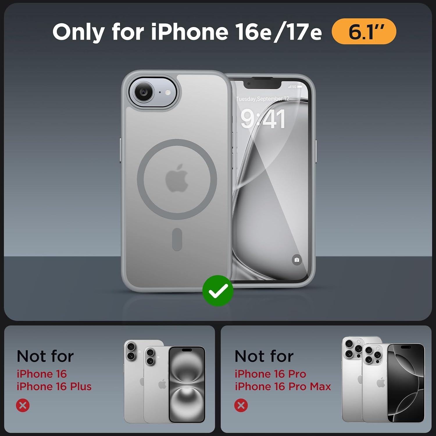 image:imageMiracase for iPhone 16 Pro Matte Series Case Magnetic OrangeGray