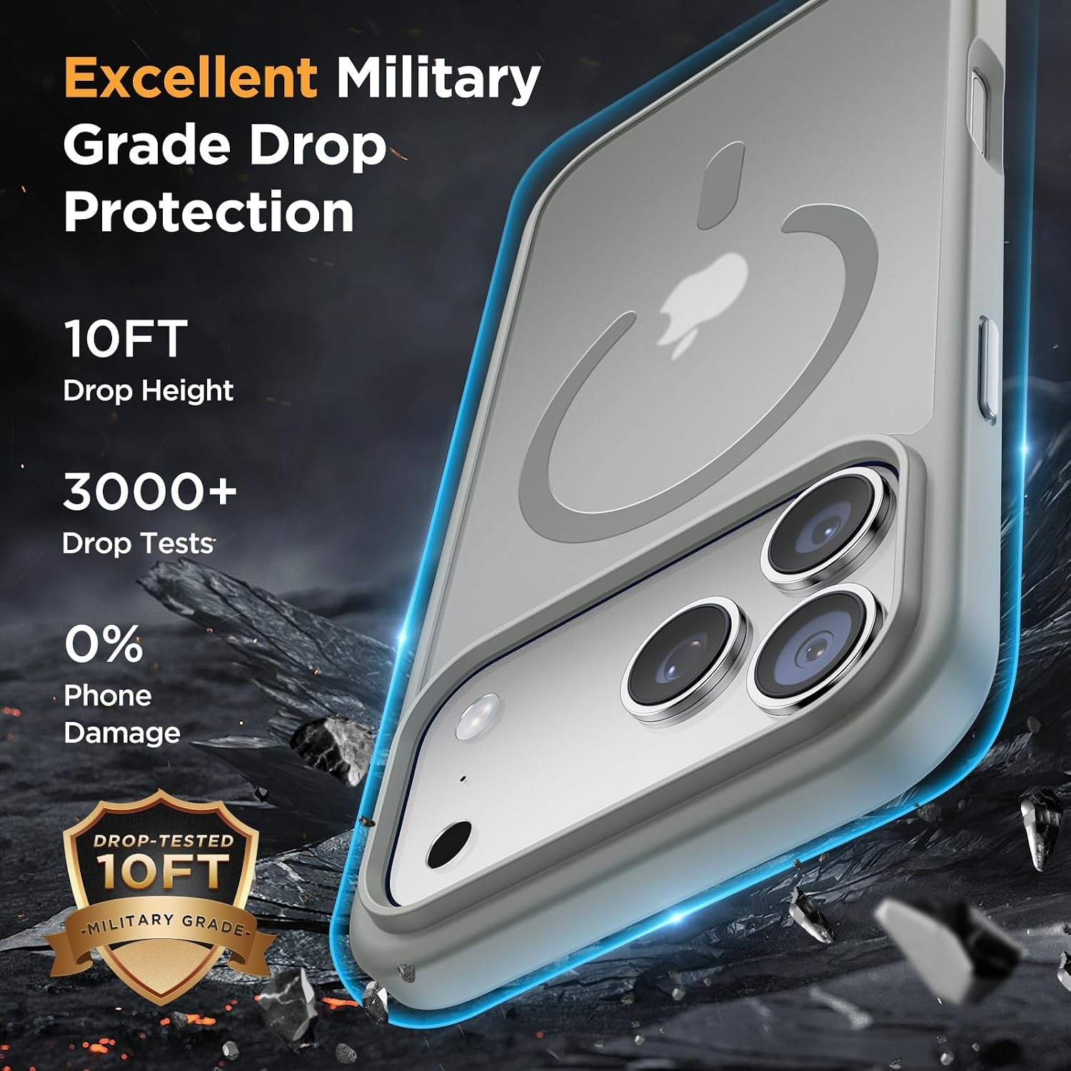 image:imageMiracase for iPhone 16 Pro Matte Series Case Magnetic OrangeGray