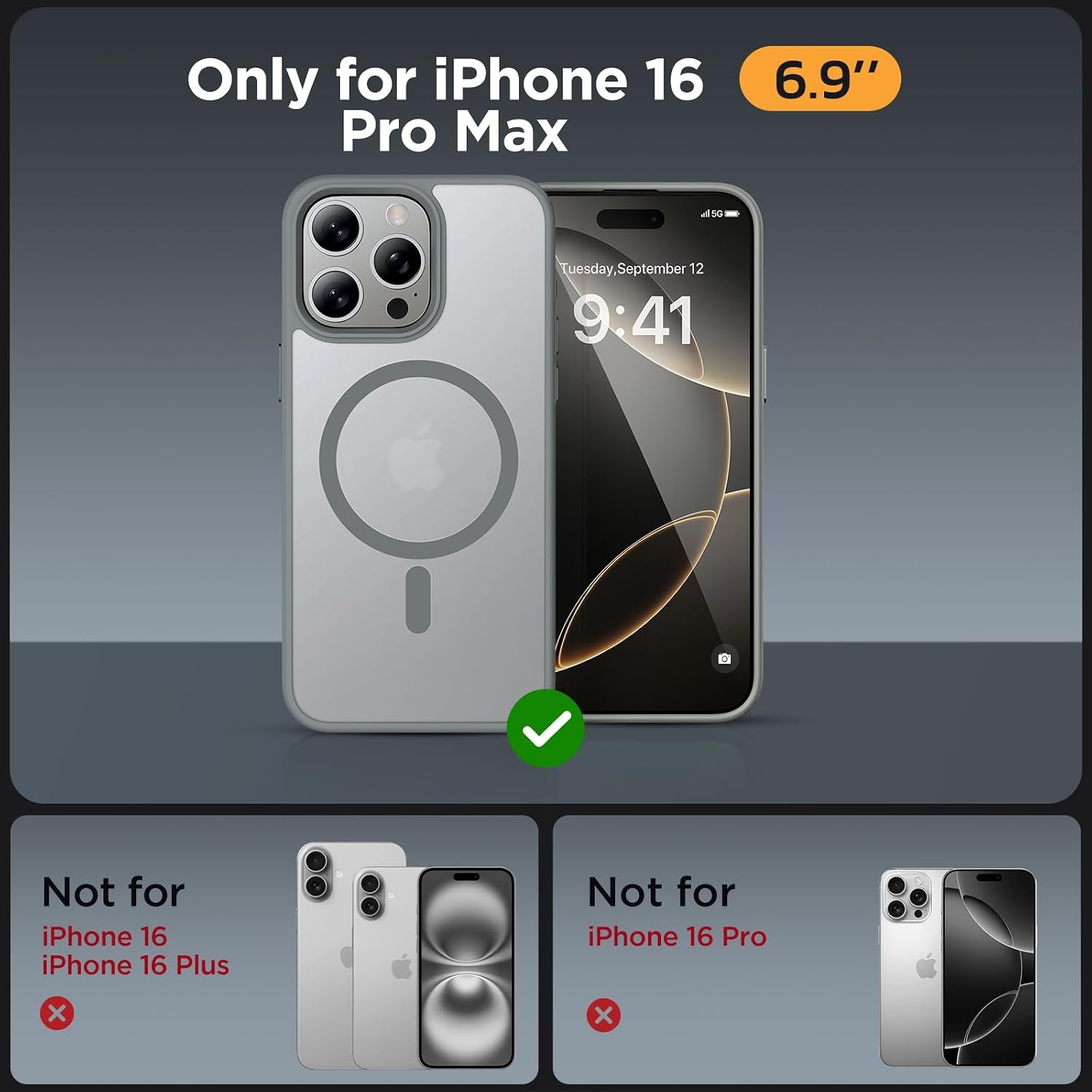 image:imageMiracase for iPhone 16 Pro Matte Series Case Magnetic OrangeGray