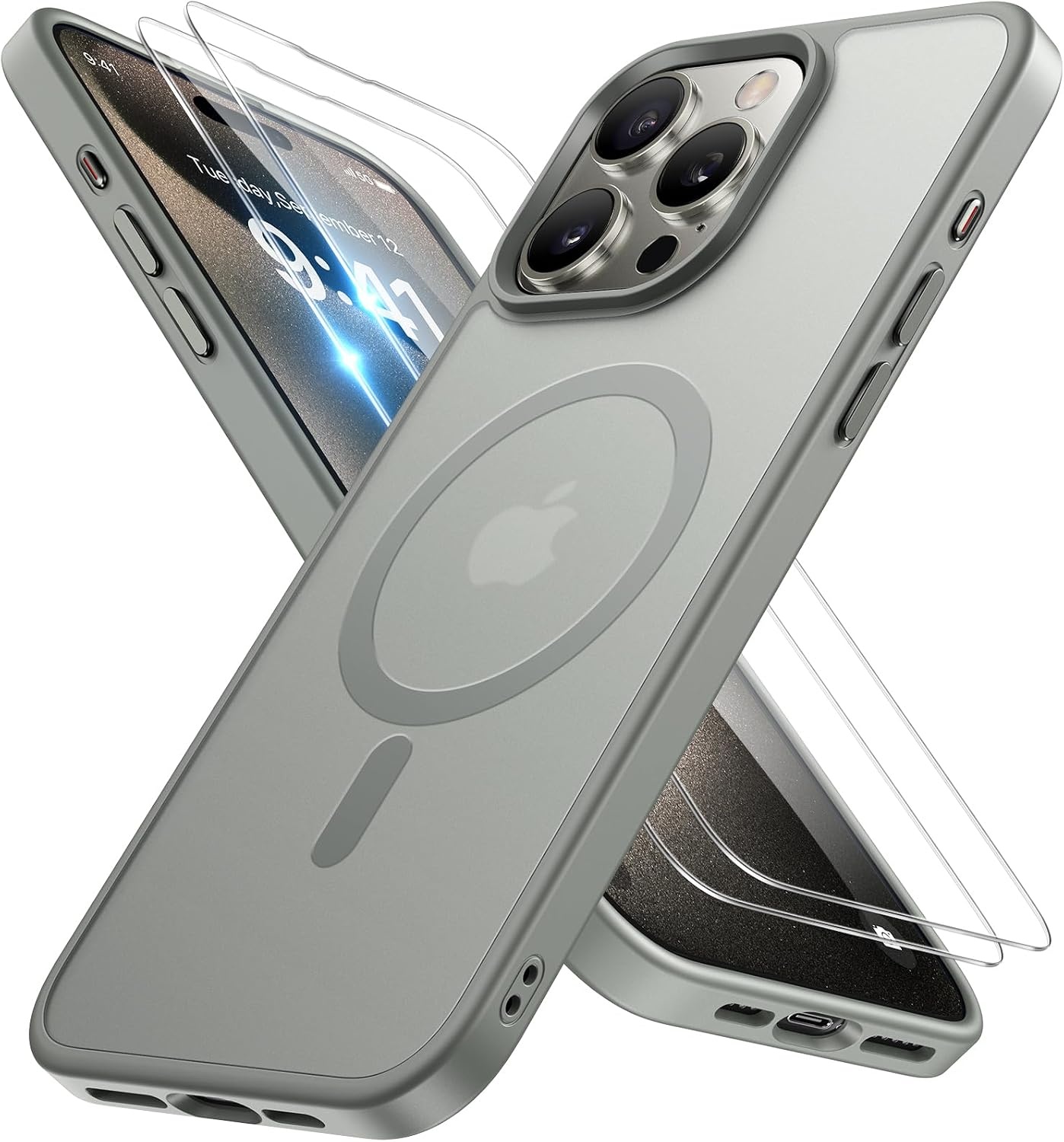 image:imageMiracase for iPhone 16 Pro Matte Series Case Magnetic OrangeGray
