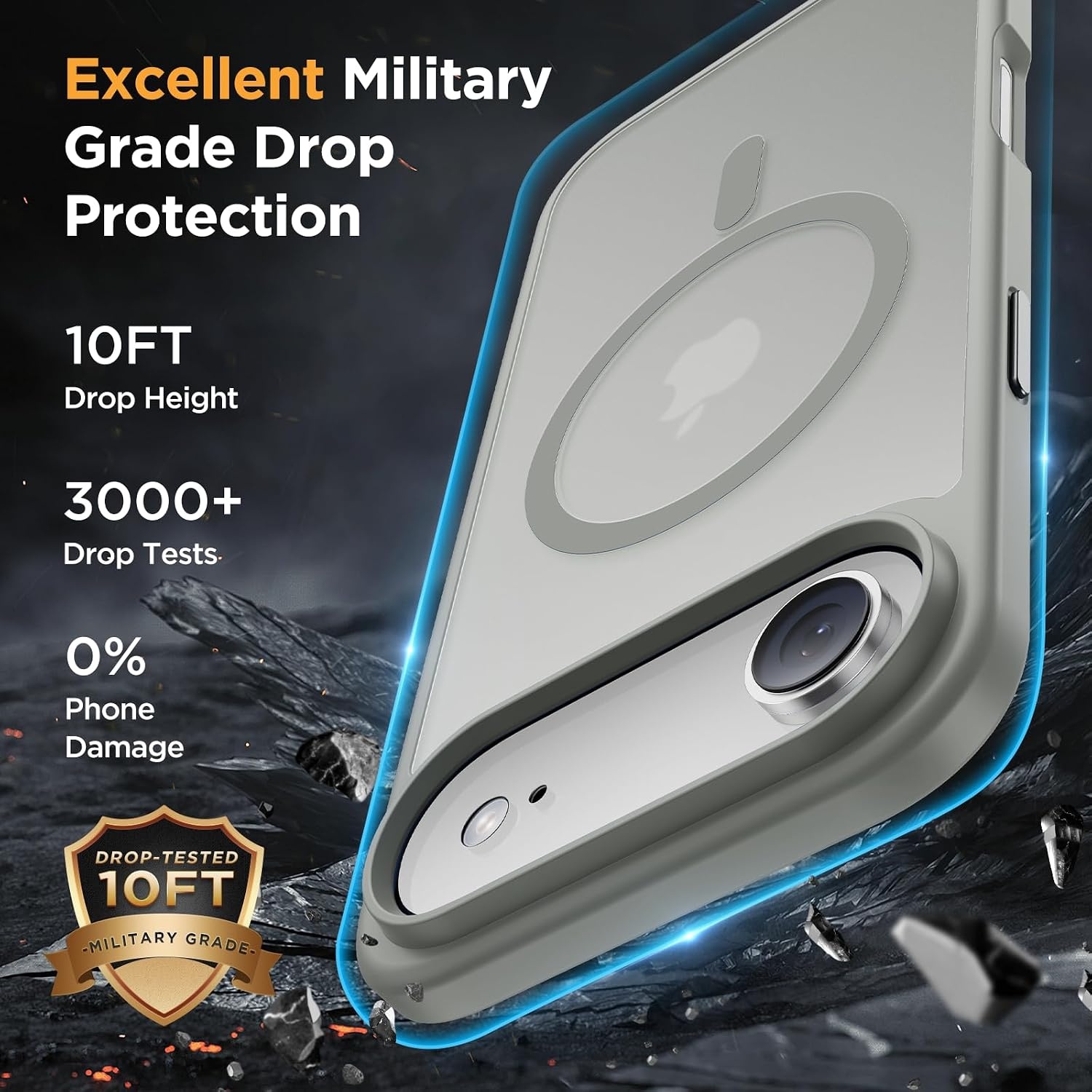 image:imageMiracase for iPhone 16 Pro Matte Series Case Magnetic OrangeGray