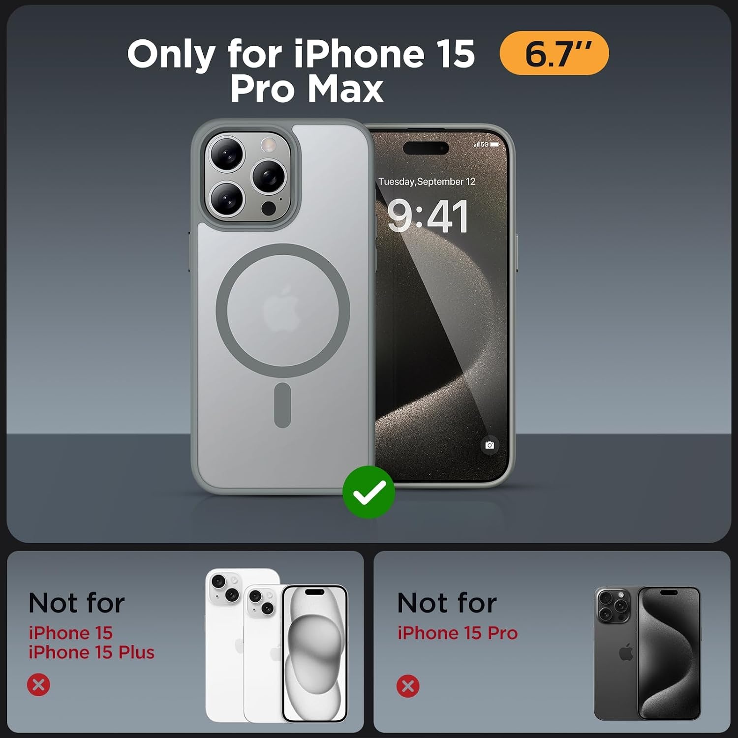 image:imageMiracase for iPhone 16 Pro Matte Series Case Magnetic OrangeGray