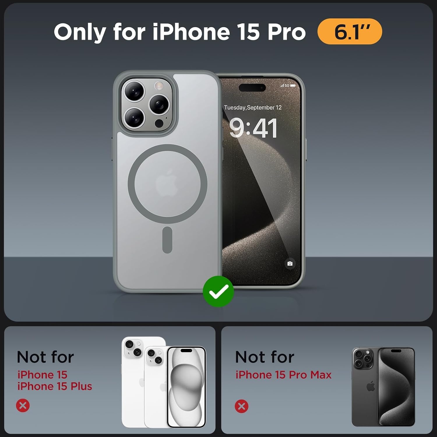image:imageMiracase for iPhone 16 Pro Matte Series Case Magnetic OrangeGray