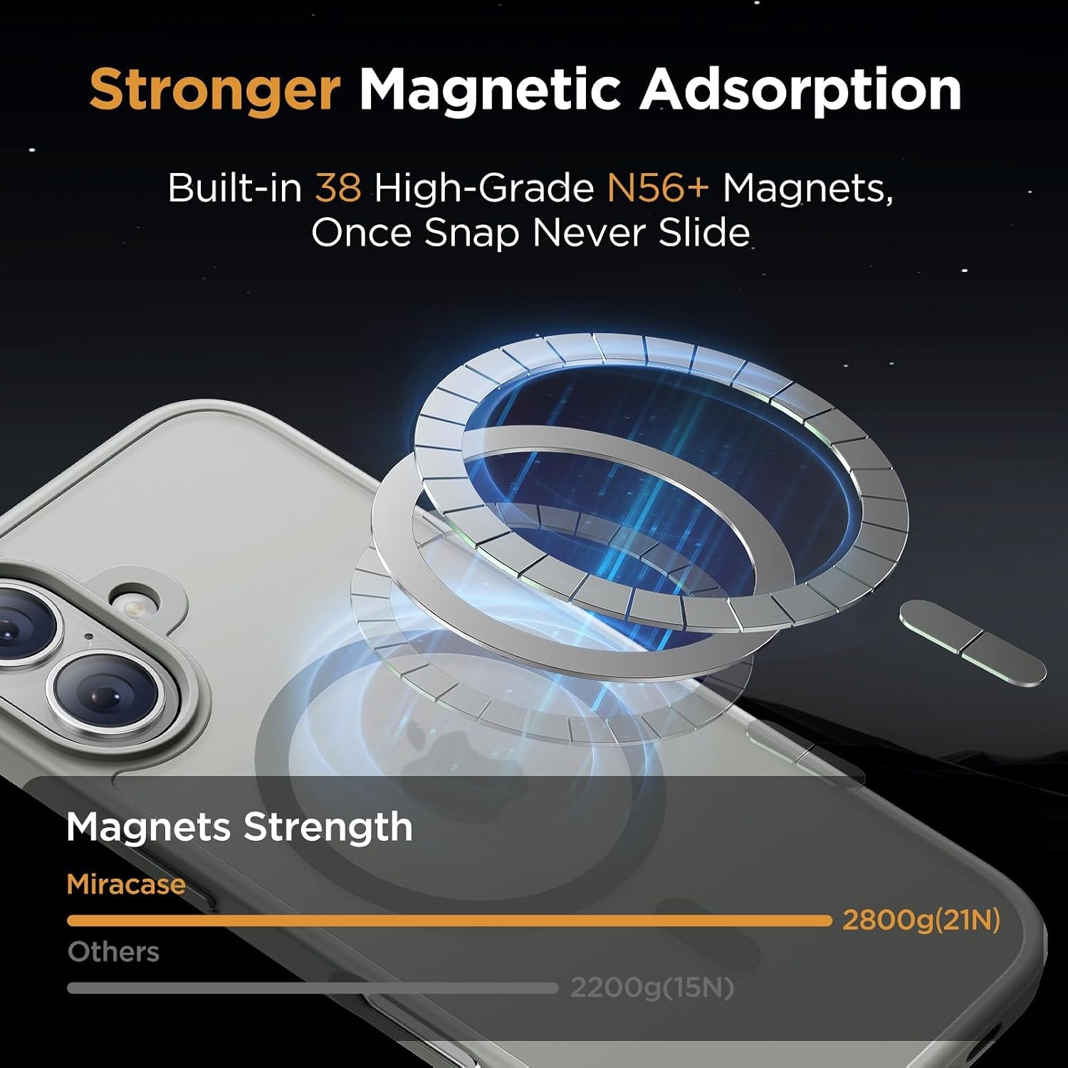 image:imageMiracase for iPhone 16 Pro Matte Series Case Magnetic OrangeGrey