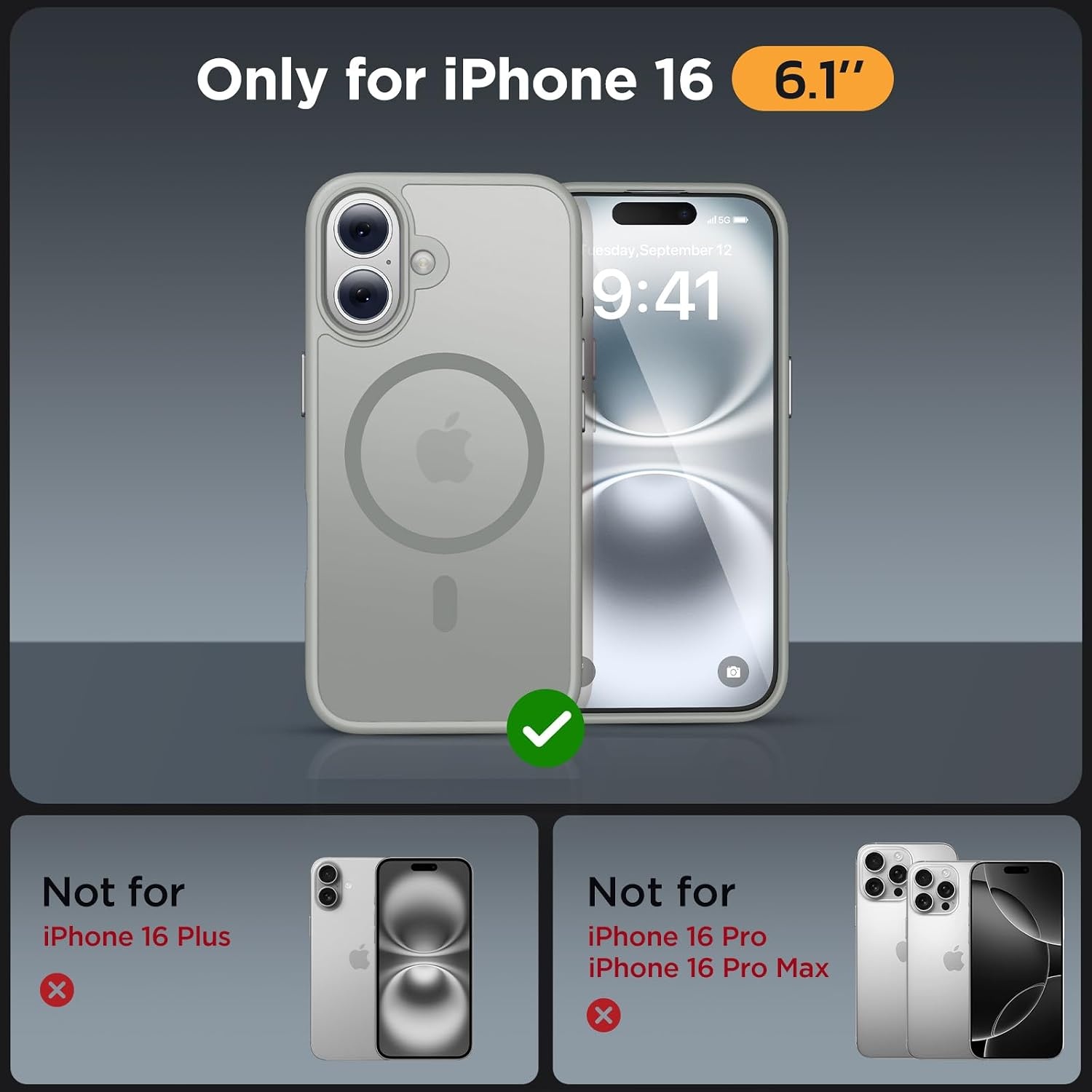 image:imageMiracase for iPhone 16 Pro Matte Series Case Magnetic OrangeGrey
