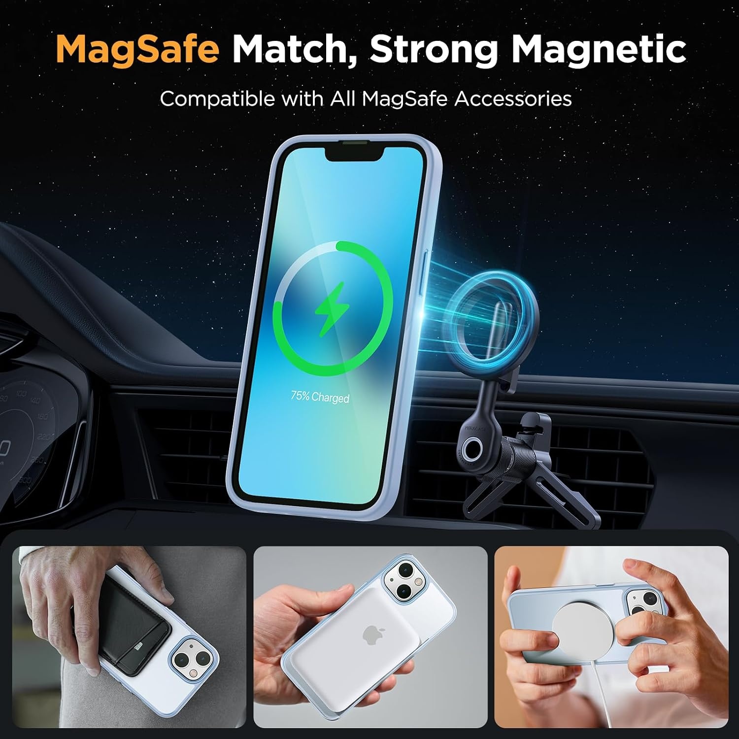 image:imageMiracase for iPhone 16 Pro Matte Series Case Magnetic OrangeLight Blue