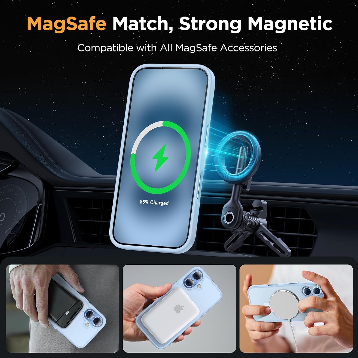 image:imageMiracase for iPhone 16 Pro Matte Series Case Magnetic OrangeLight Blue