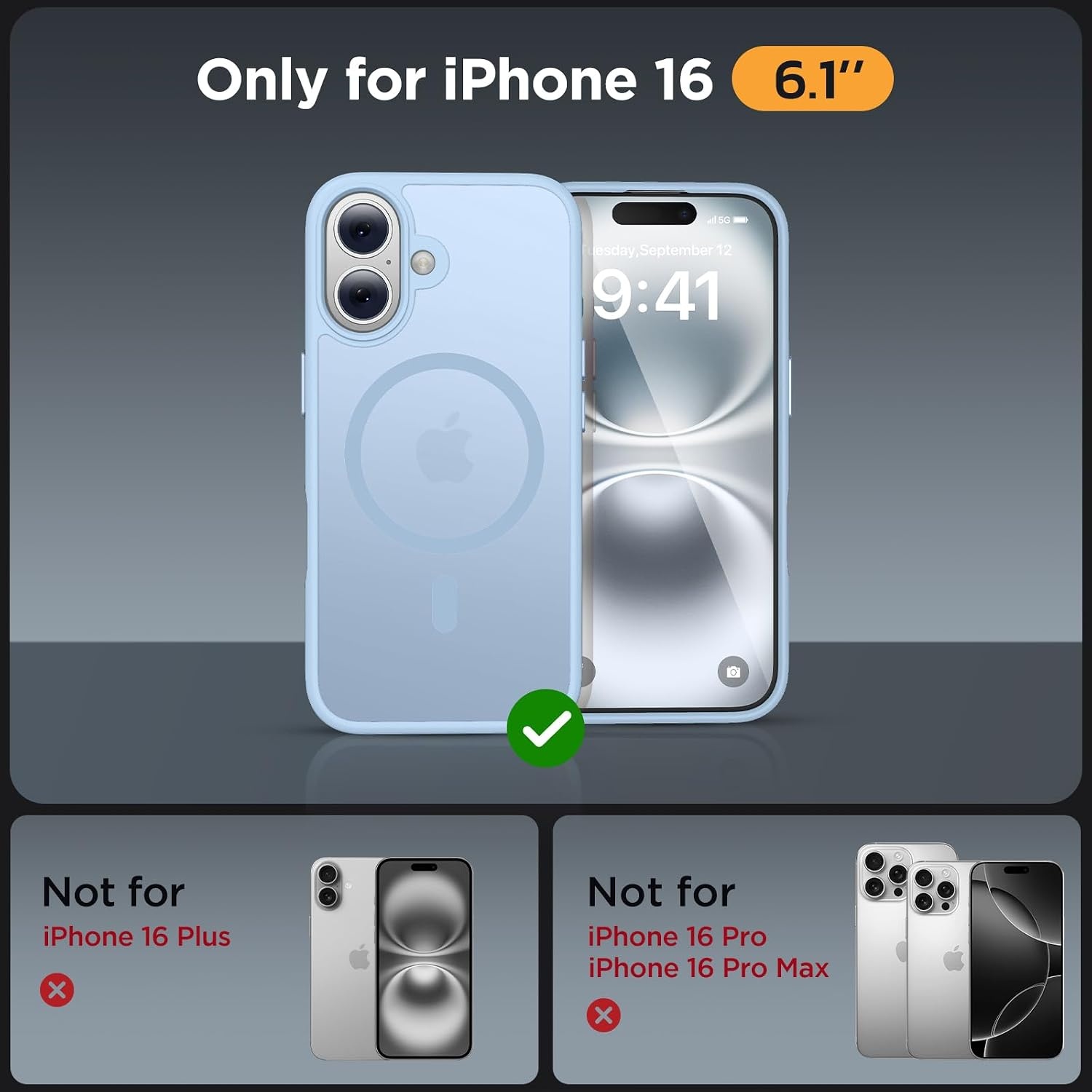 image:imageMiracase for iPhone 16 Pro Matte Series Case Magnetic OrangeLight Blue