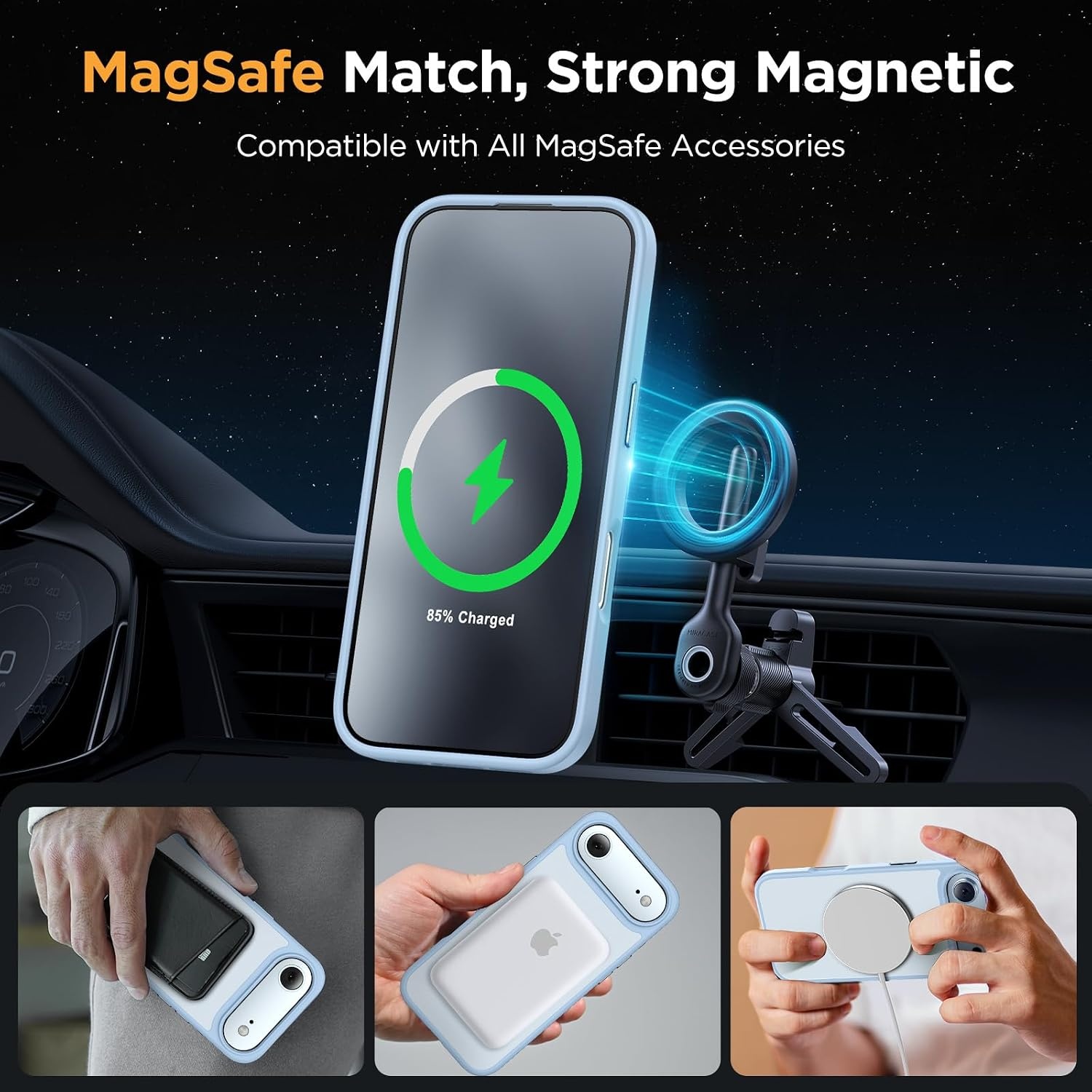 image:imageMiracase for iPhone 16 Pro Matte Series Case Magnetic OrangeLight Blue