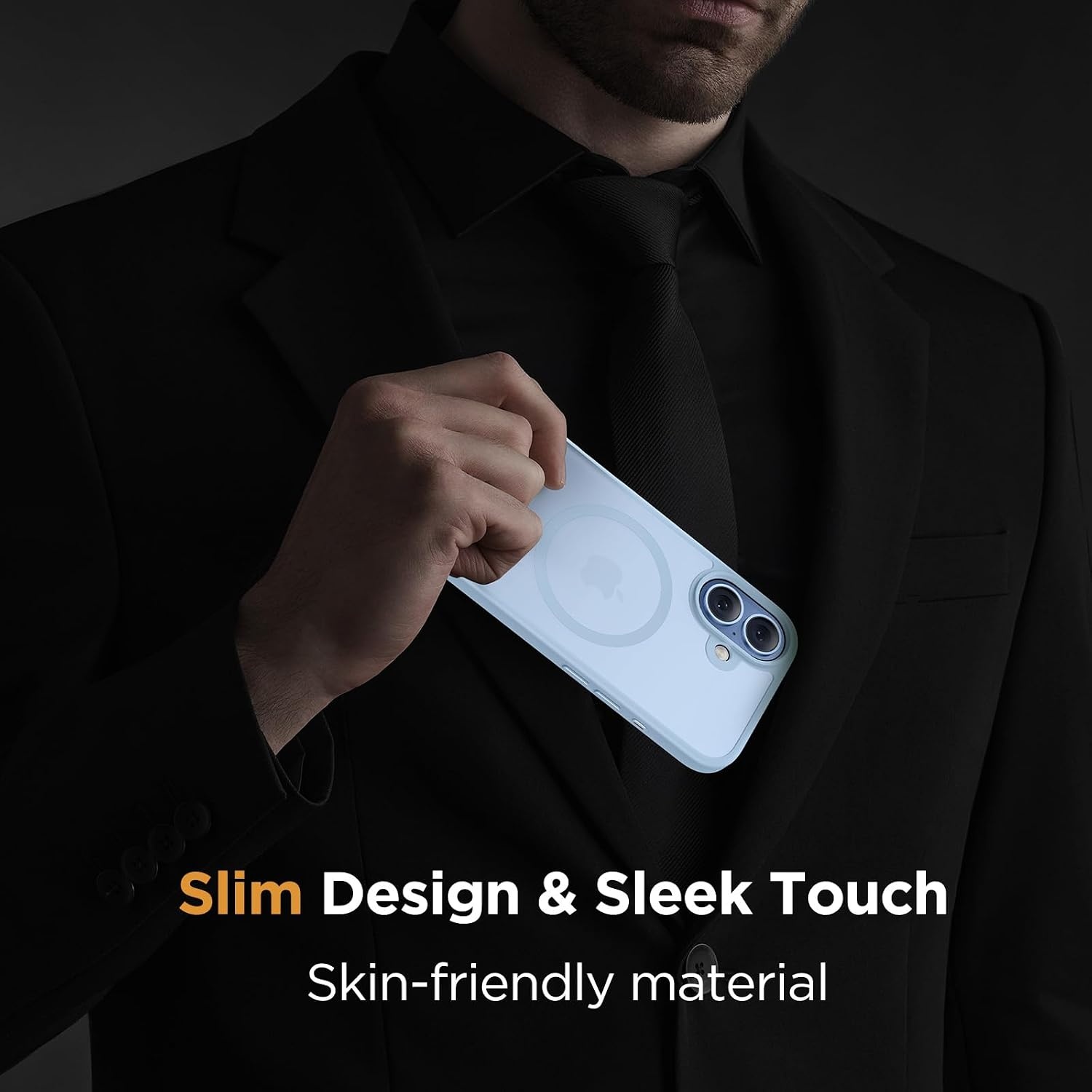 image:imageMiracase for iPhone 16 Pro Matte Series Case Magnetic OrangeLight Blue