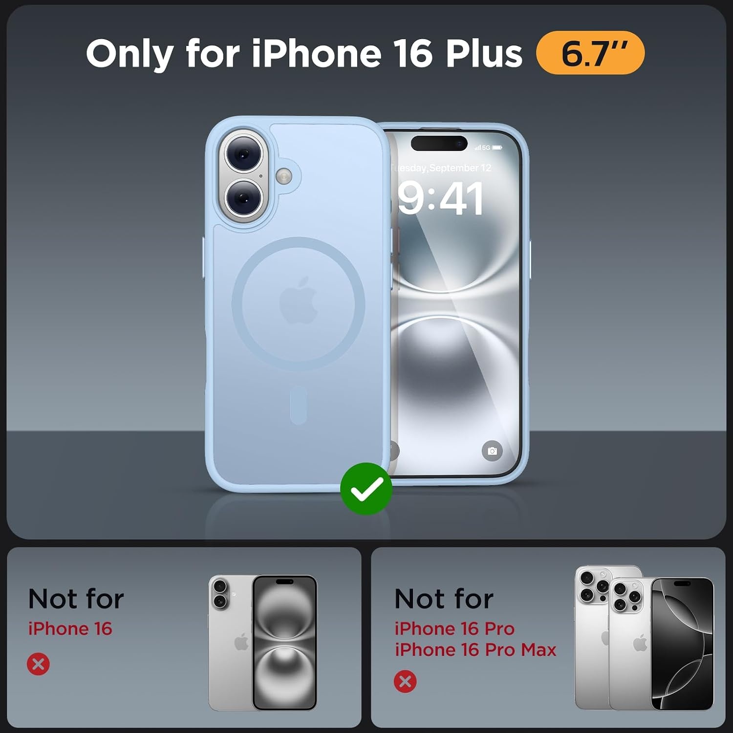image:imageMiracase for iPhone 16 Pro Matte Series Case Magnetic OrangeLight Blue