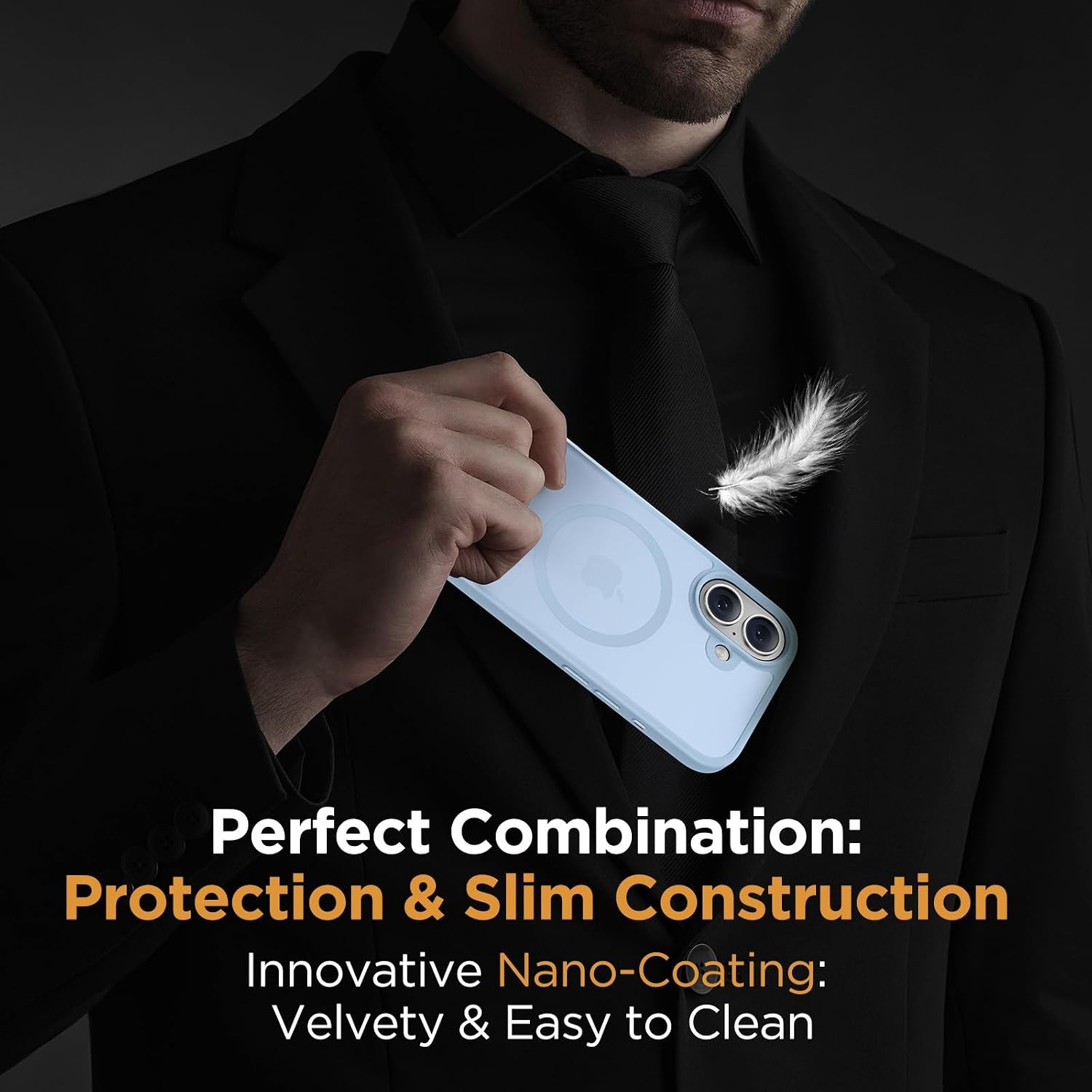image:imageMiracase for iPhone 16 Pro Matte Series Case Magnetic OrangeLight Blue