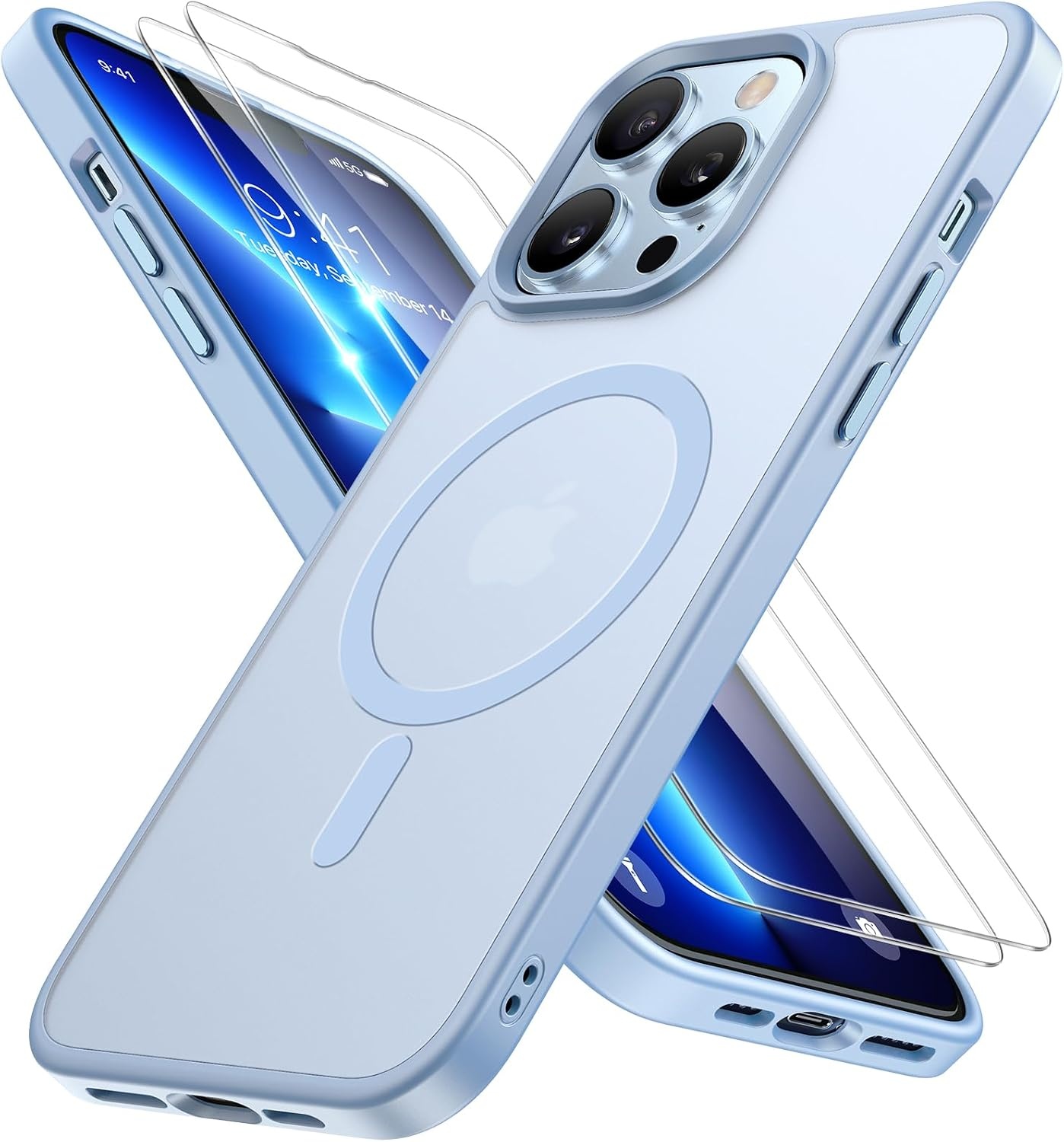image:imageMiracase for iPhone 16 Pro Matte Series Case Magnetic OrangeLight Blue