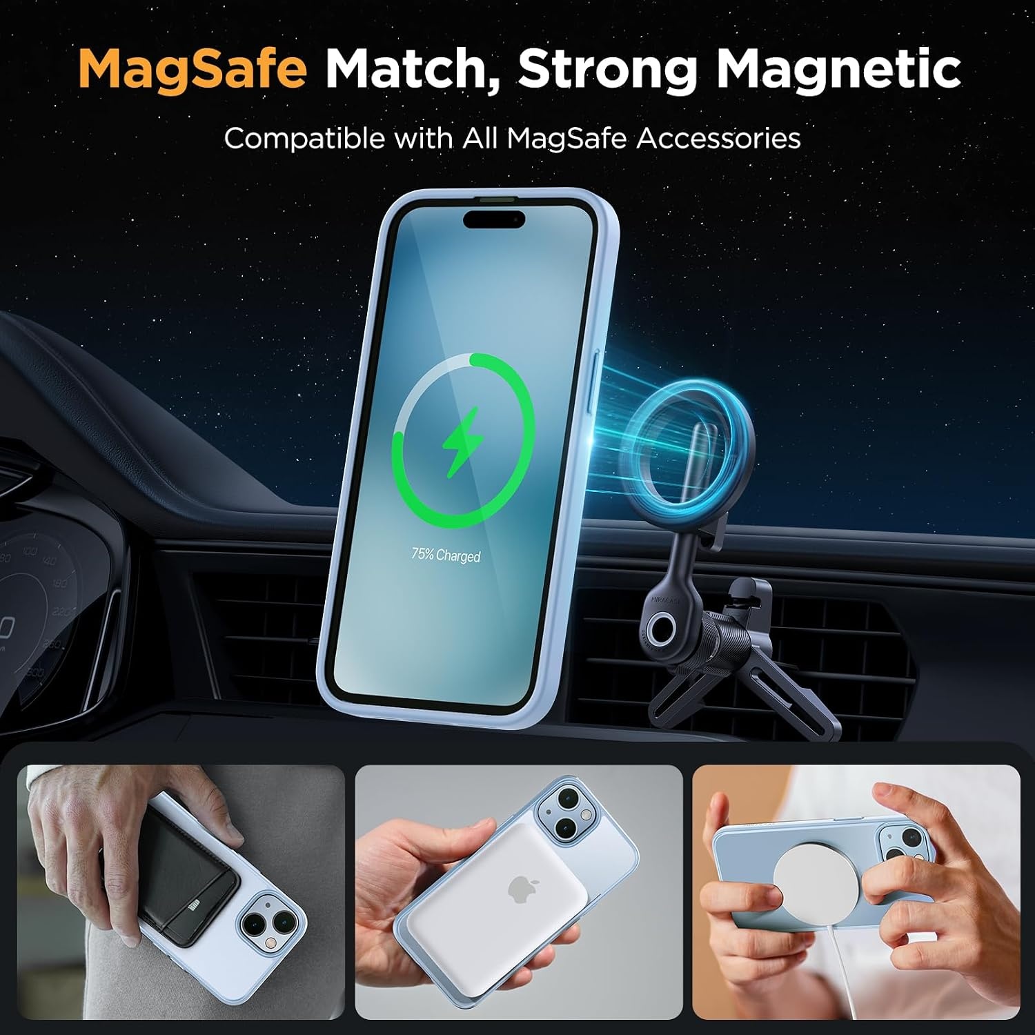 image:imageMiracase for iPhone 16 Pro Matte Series Case Magnetic OrangeLight Blue