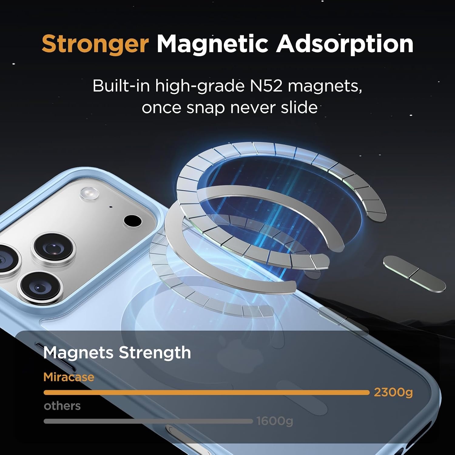 image:imageMiracase for iPhone 16 Pro Matte Series Case Magnetic OrangeLight Blue
