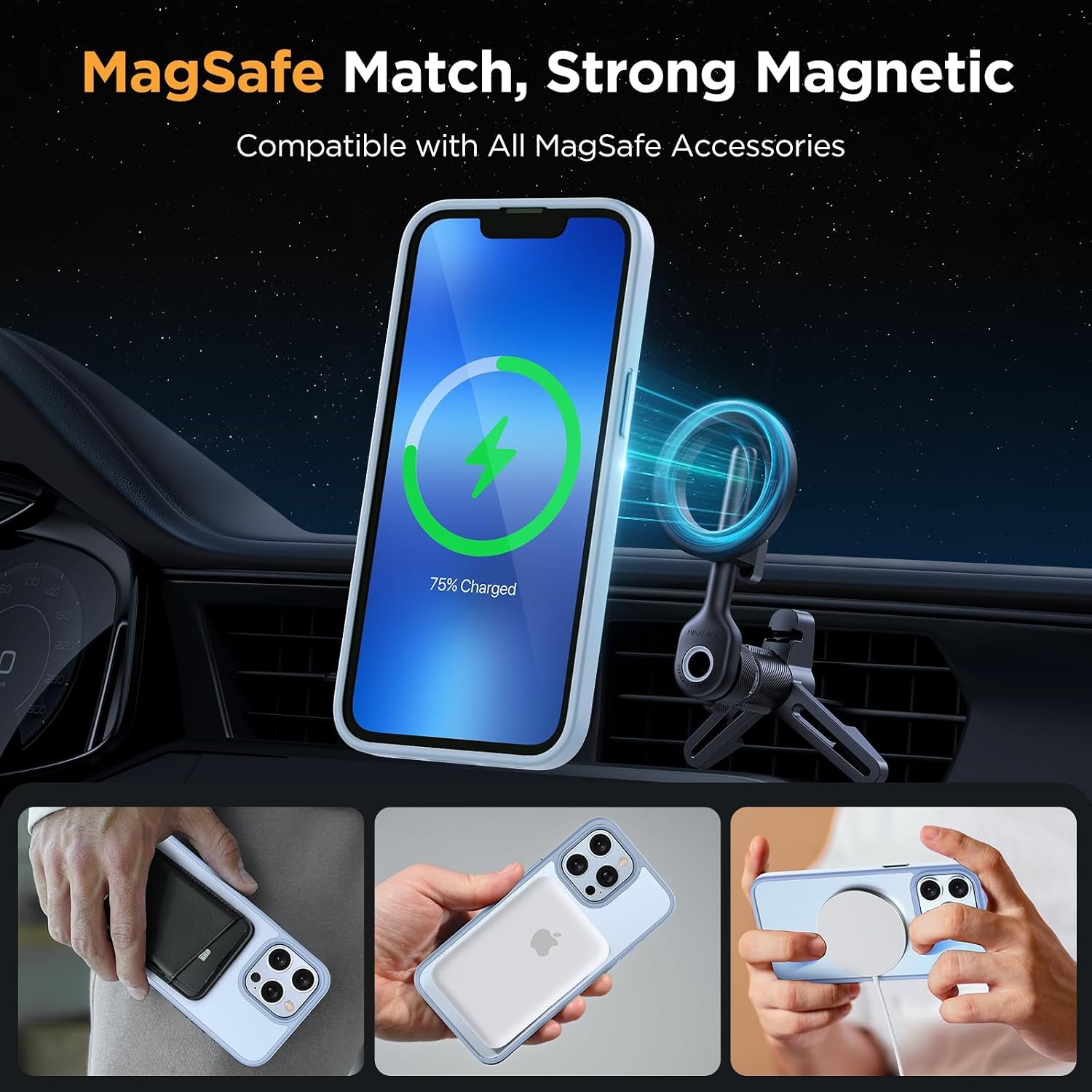image:imageMiracase for iPhone 16 Pro Matte Series Case Magnetic OrangeLight Blue