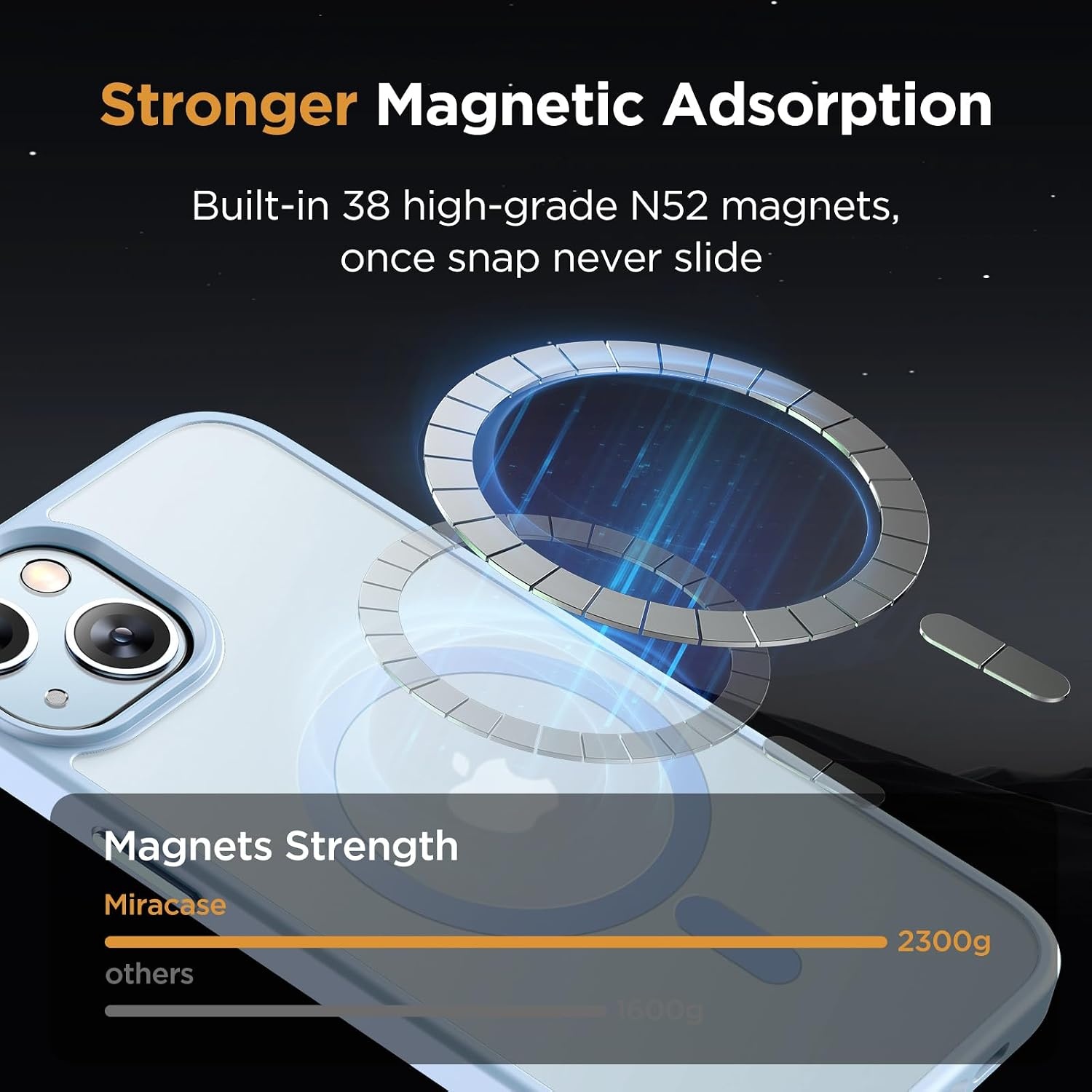 image:imageMiracase for iPhone 16 Pro Matte Series Case Magnetic OrangeLight Blue