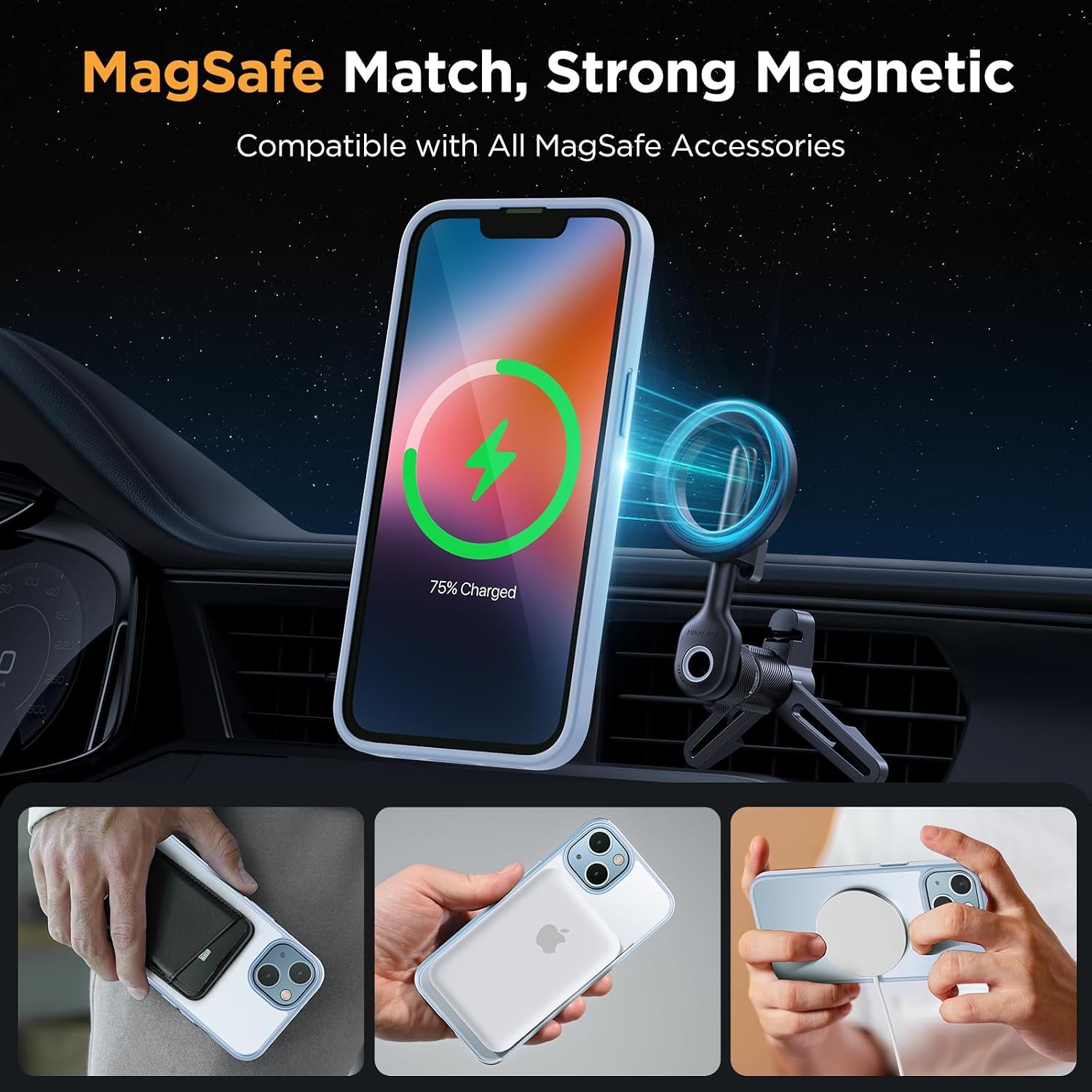 image:imageMiracase for iPhone 16 Pro Matte Series Case Magnetic OrangeLight Blue