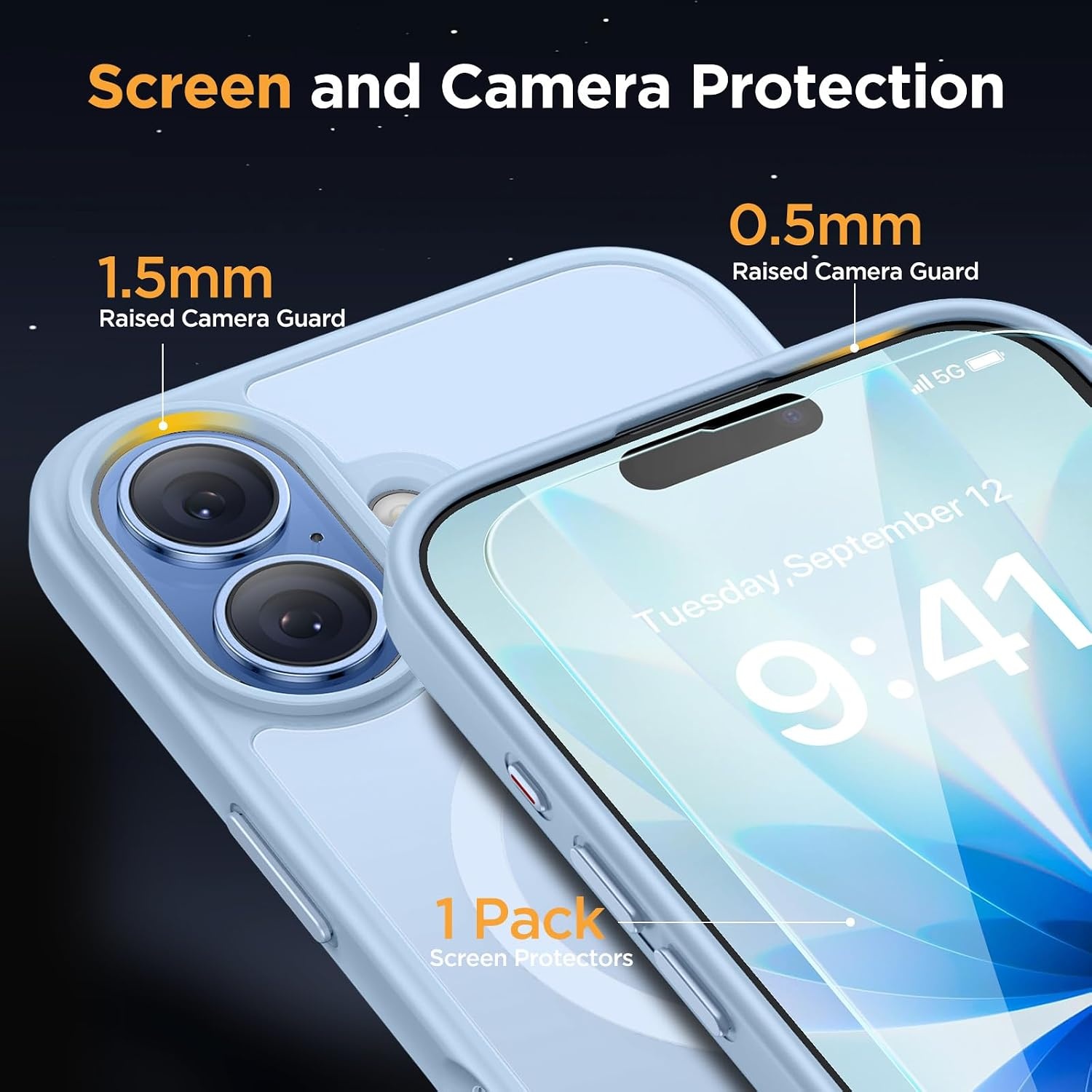 image:imageMiracase for iPhone 16 Pro Matte Series Case Magnetic OrangeLight Blue