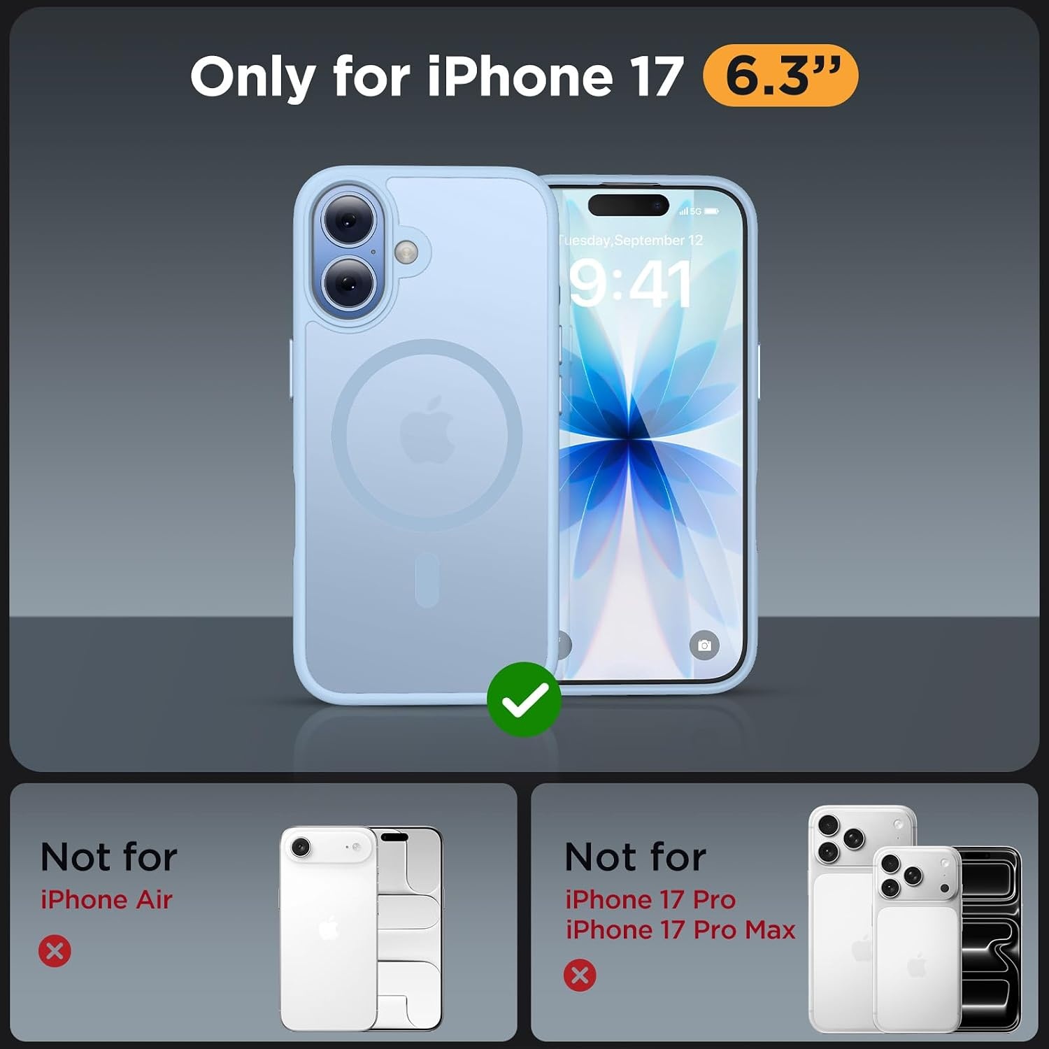 image:imageMiracase for iPhone 16 Pro Matte Series Case Magnetic OrangeLight Blue