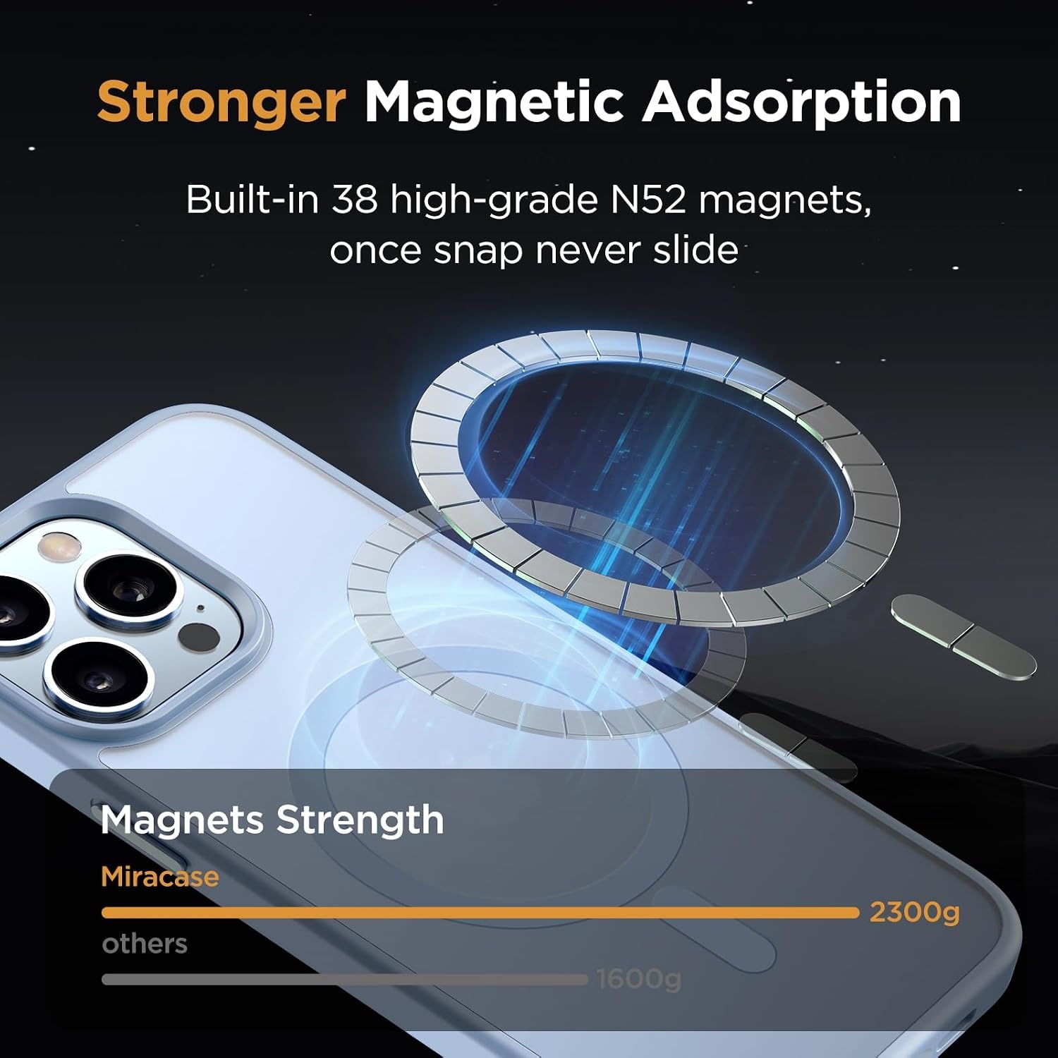 image:imageMiracase for iPhone 16 Pro Matte Series Case Magnetic OrangeLight Blue