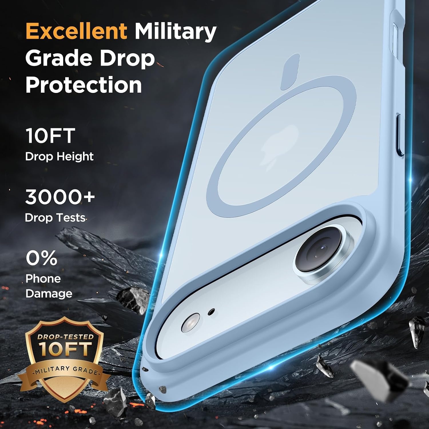 image:imageMiracase for iPhone 16 Pro Matte Series Case Magnetic OrangeLight Blue