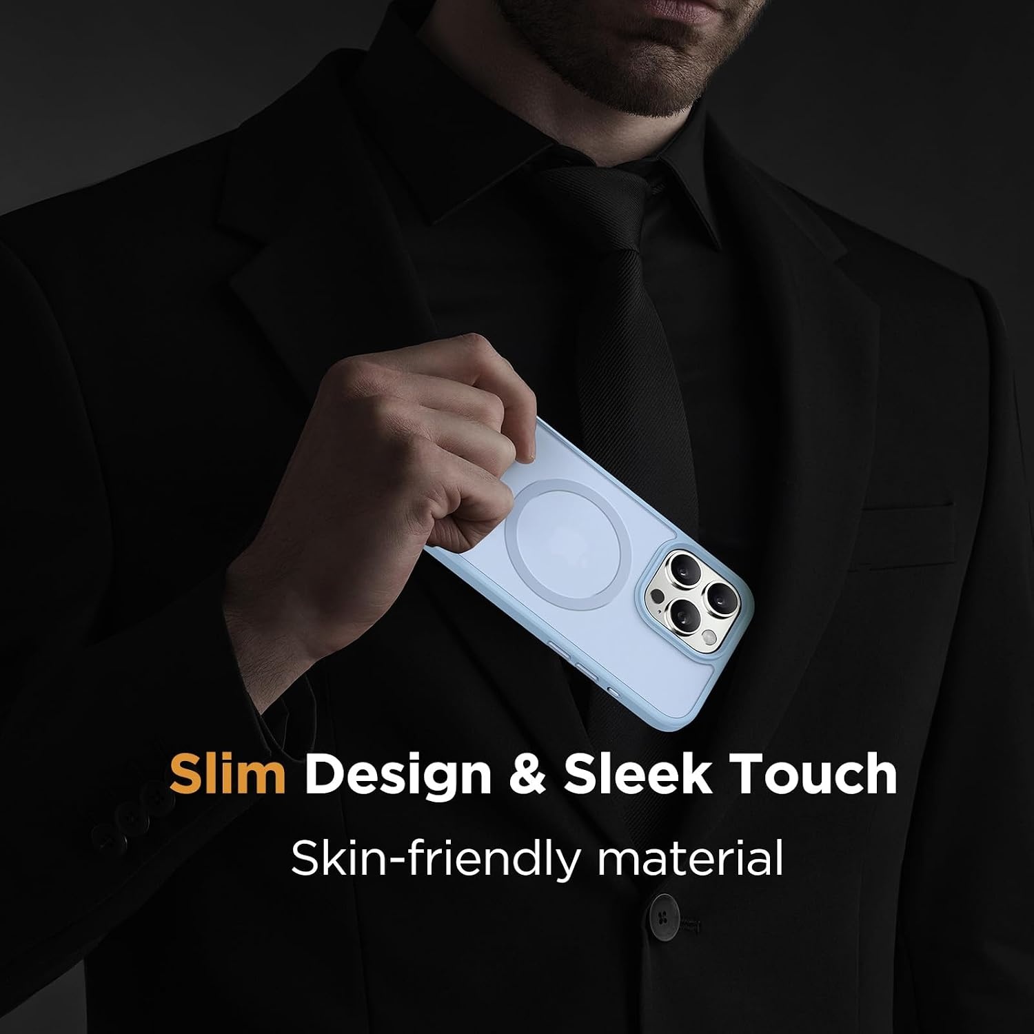 image:imageMiracase for iPhone 16 Pro Matte Series Case Magnetic OrangeLight Blue