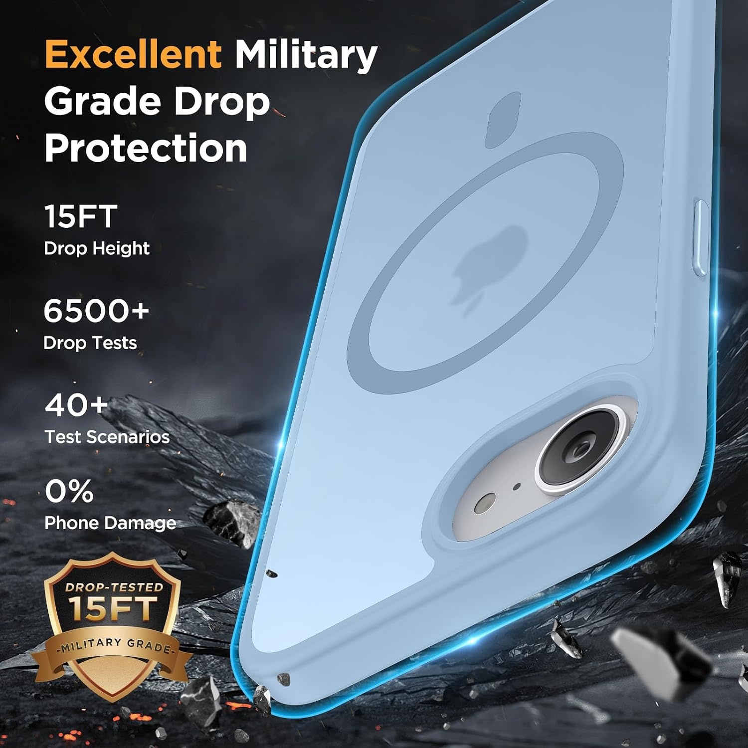 image:imageMiracase for iPhone 16 Pro Matte Series Case Magnetic OrangeLight Blue