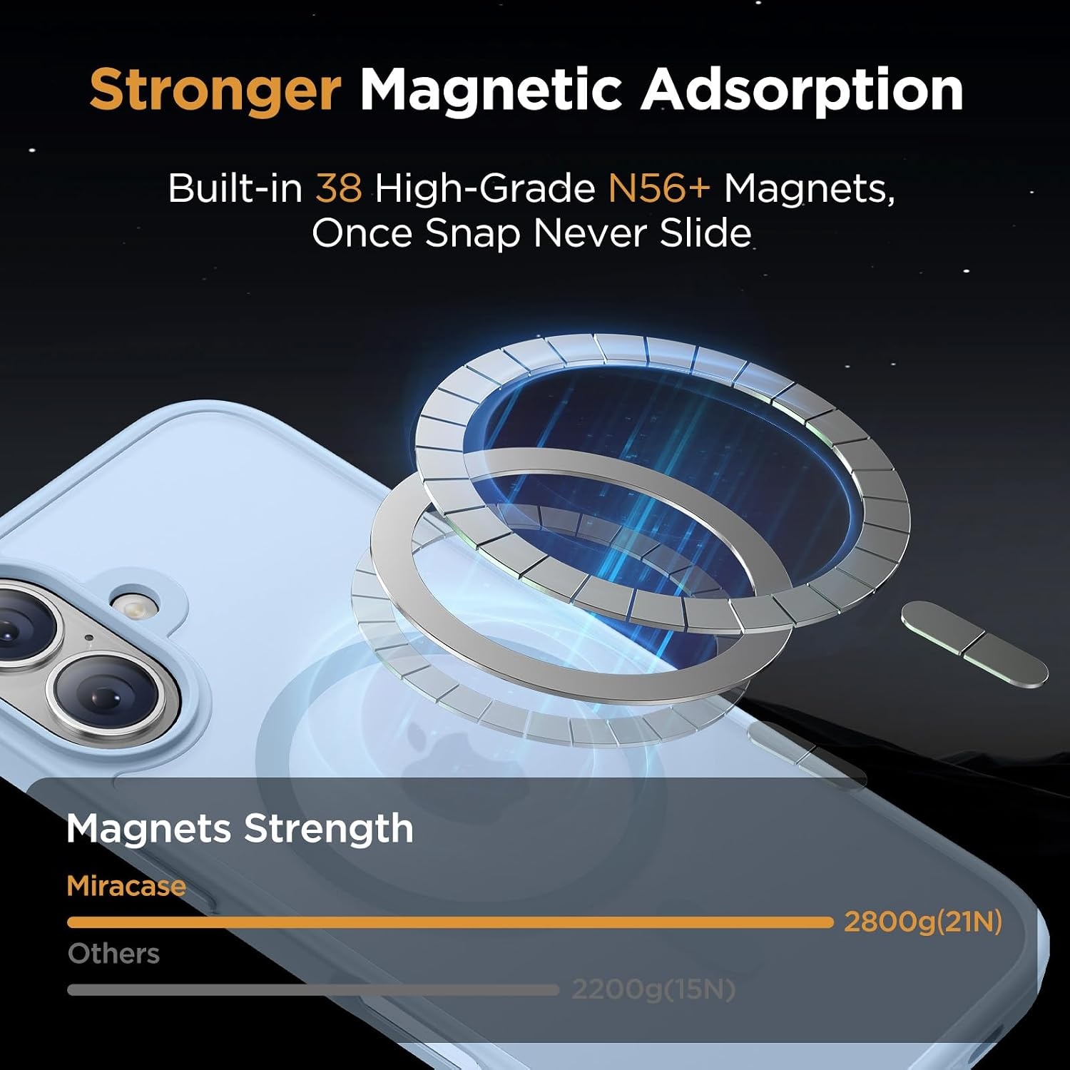 image:imageMiracase for iPhone 16 Pro Matte Series Case Magnetic OrangeLight Blue