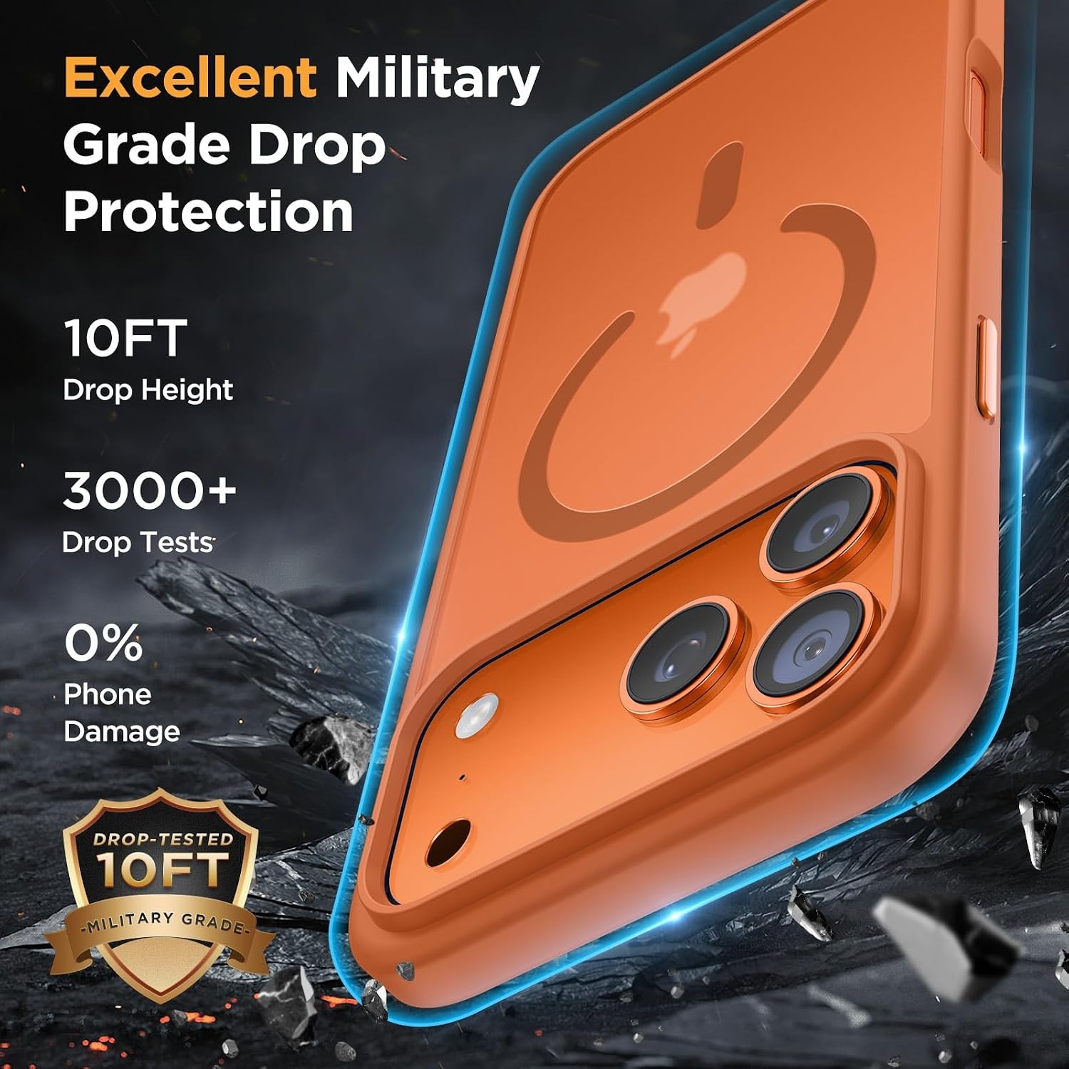 image:imageMiracase for iPhone 16 Pro Matte Series Case Magnetic OrangeOrange