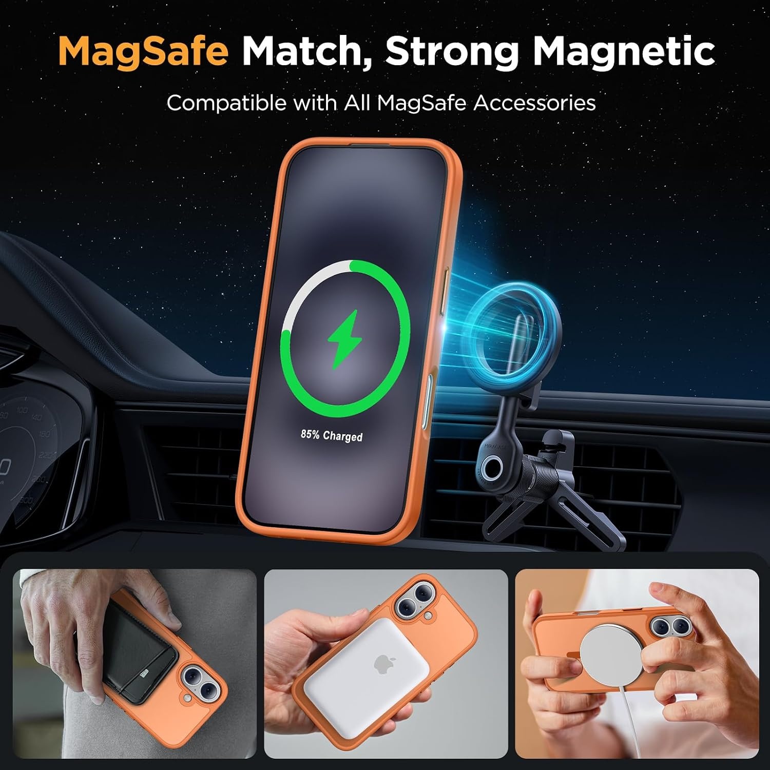 image:imageMiracase for iPhone 16 Pro Matte Series Case Magnetic OrangeOrange