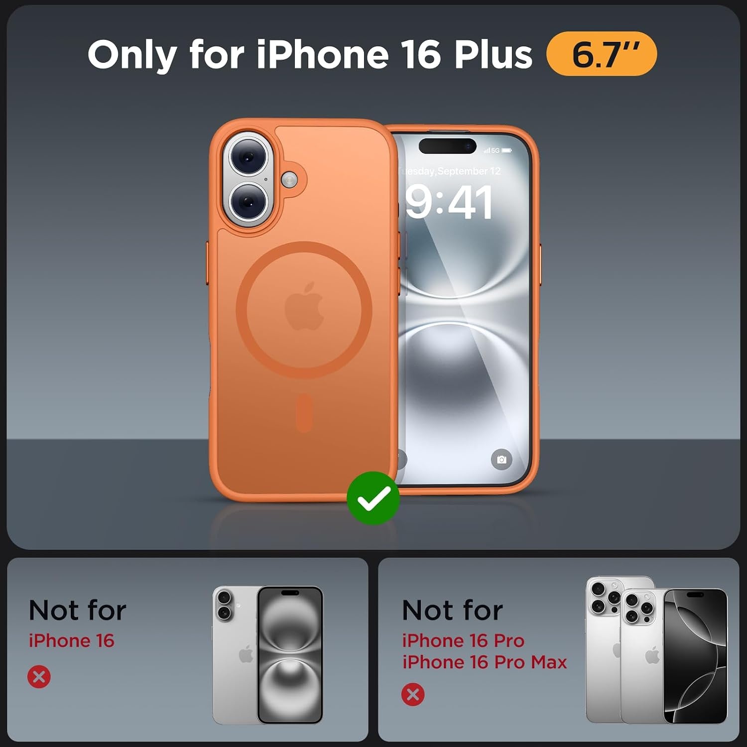 image:imageMiracase for iPhone 16 Pro Matte Series Case Magnetic OrangeOrange