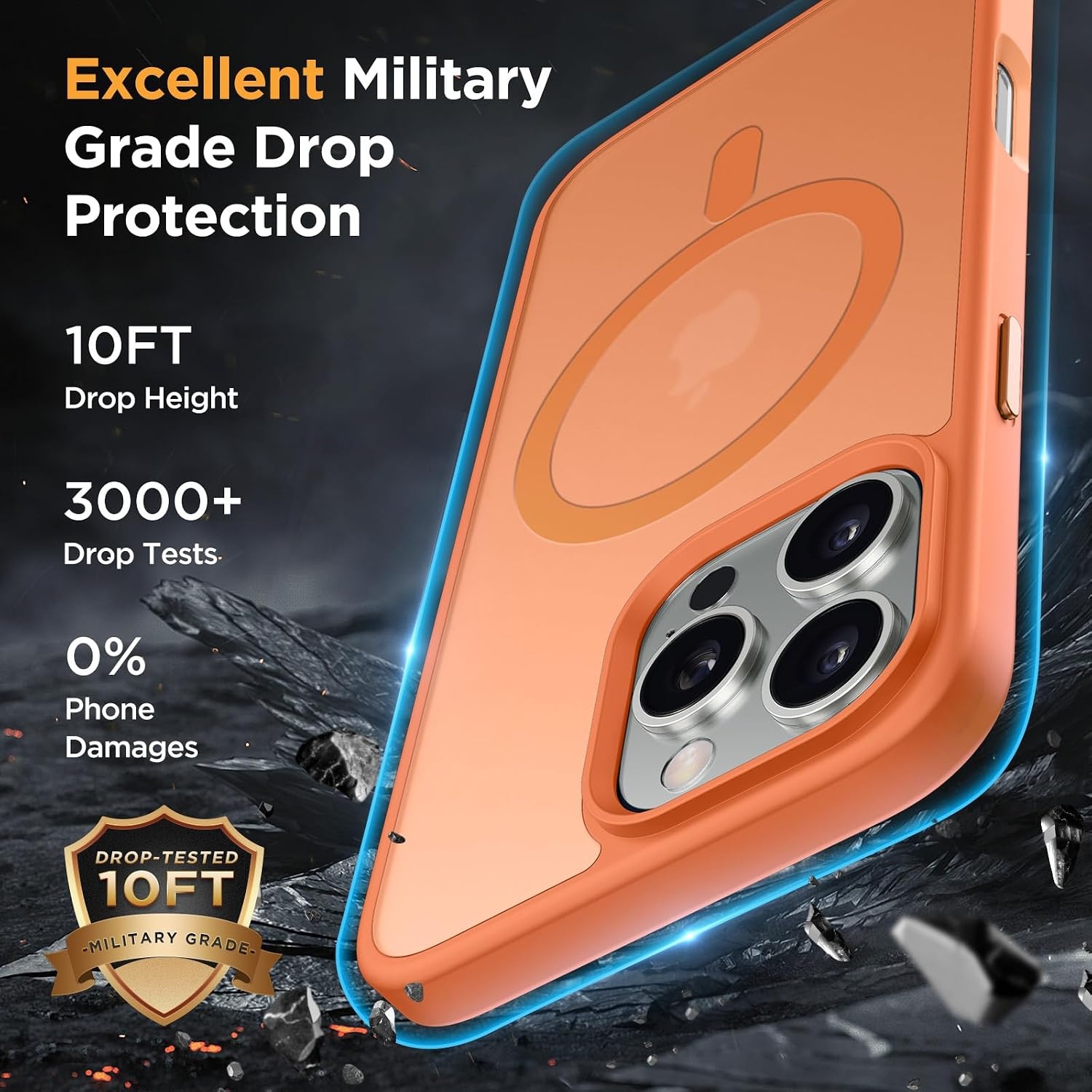image:imageMiracase for iPhone 16 Pro Matte Series Case Magnetic OrangeOrange