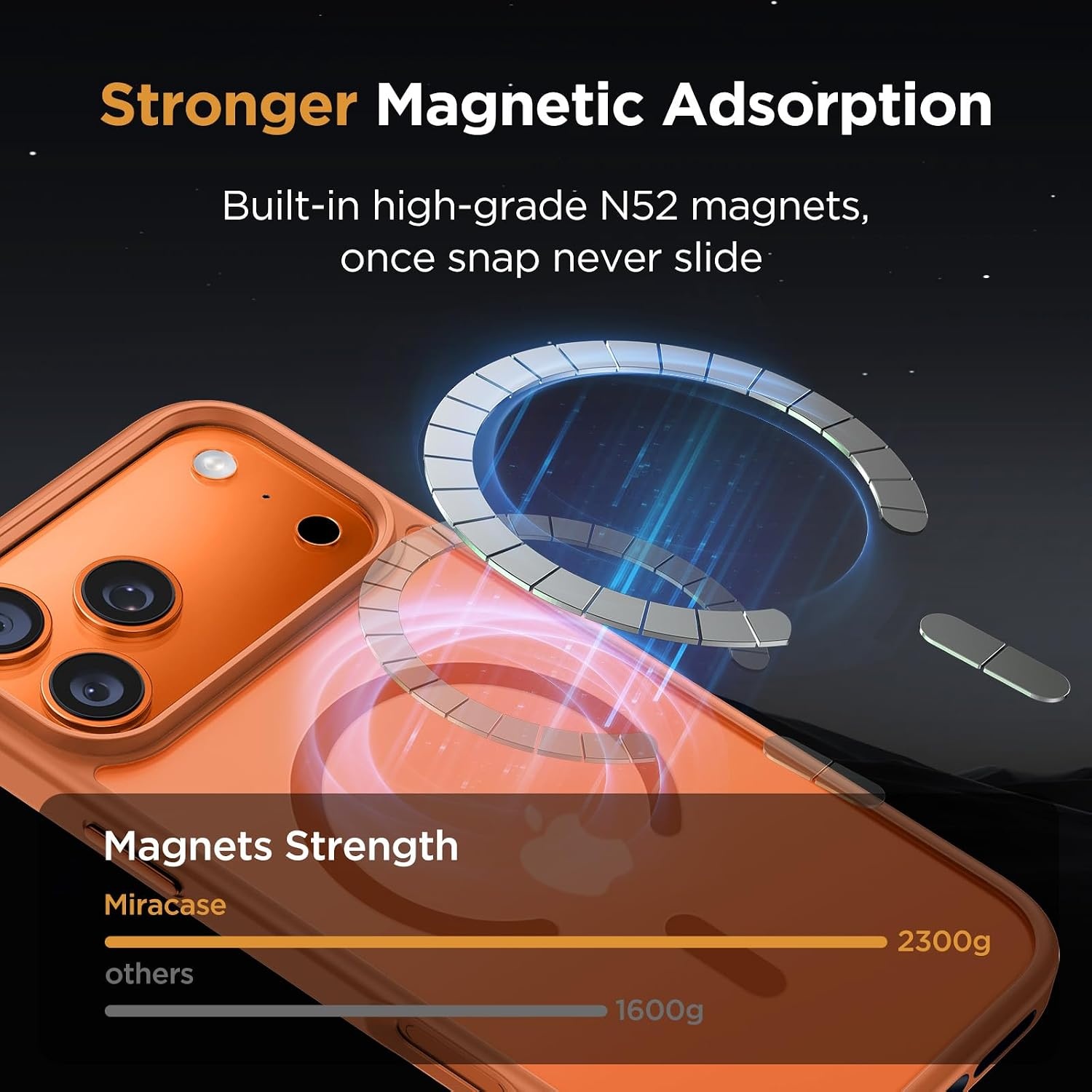 image:imageMiracase for iPhone 16 Pro Matte Series Case Magnetic OrangeOrange