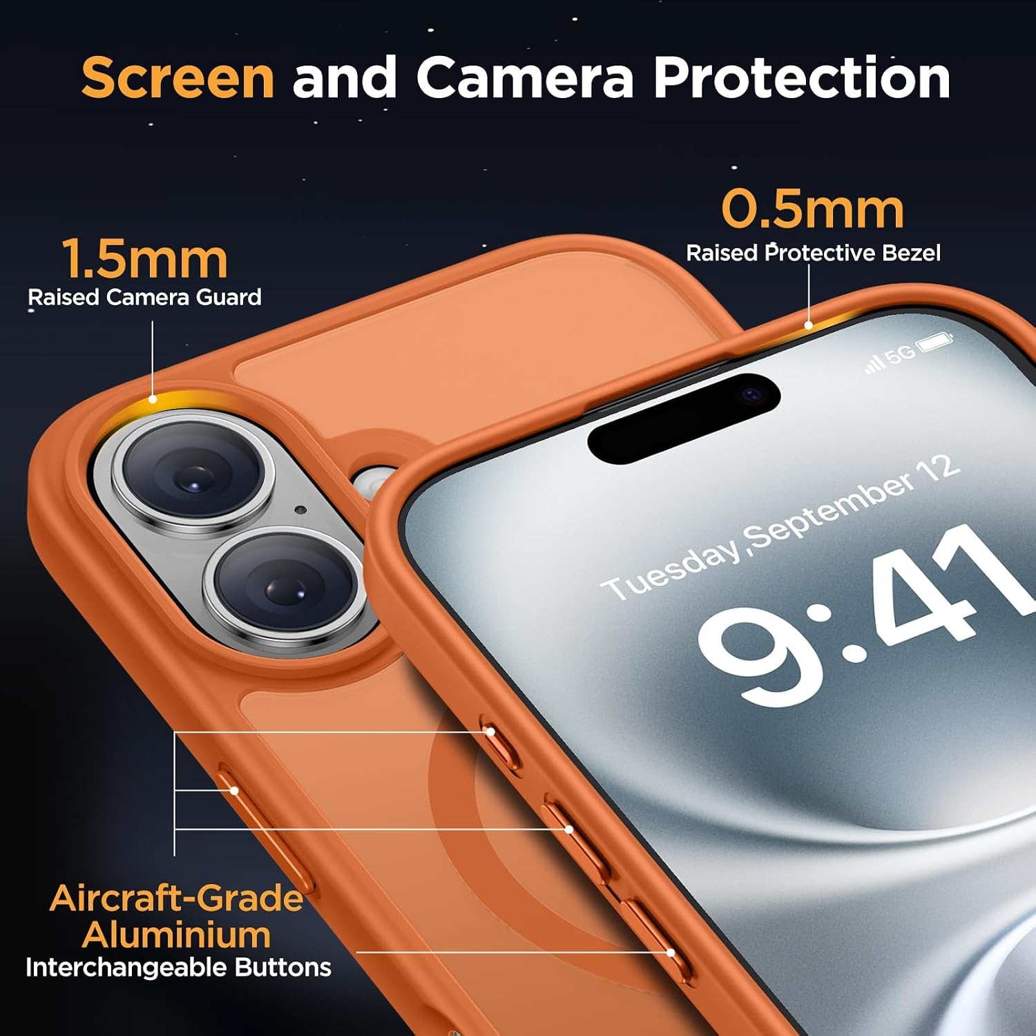 image:imageMiracase for iPhone 16 Pro Matte Series Case Magnetic OrangeOrange