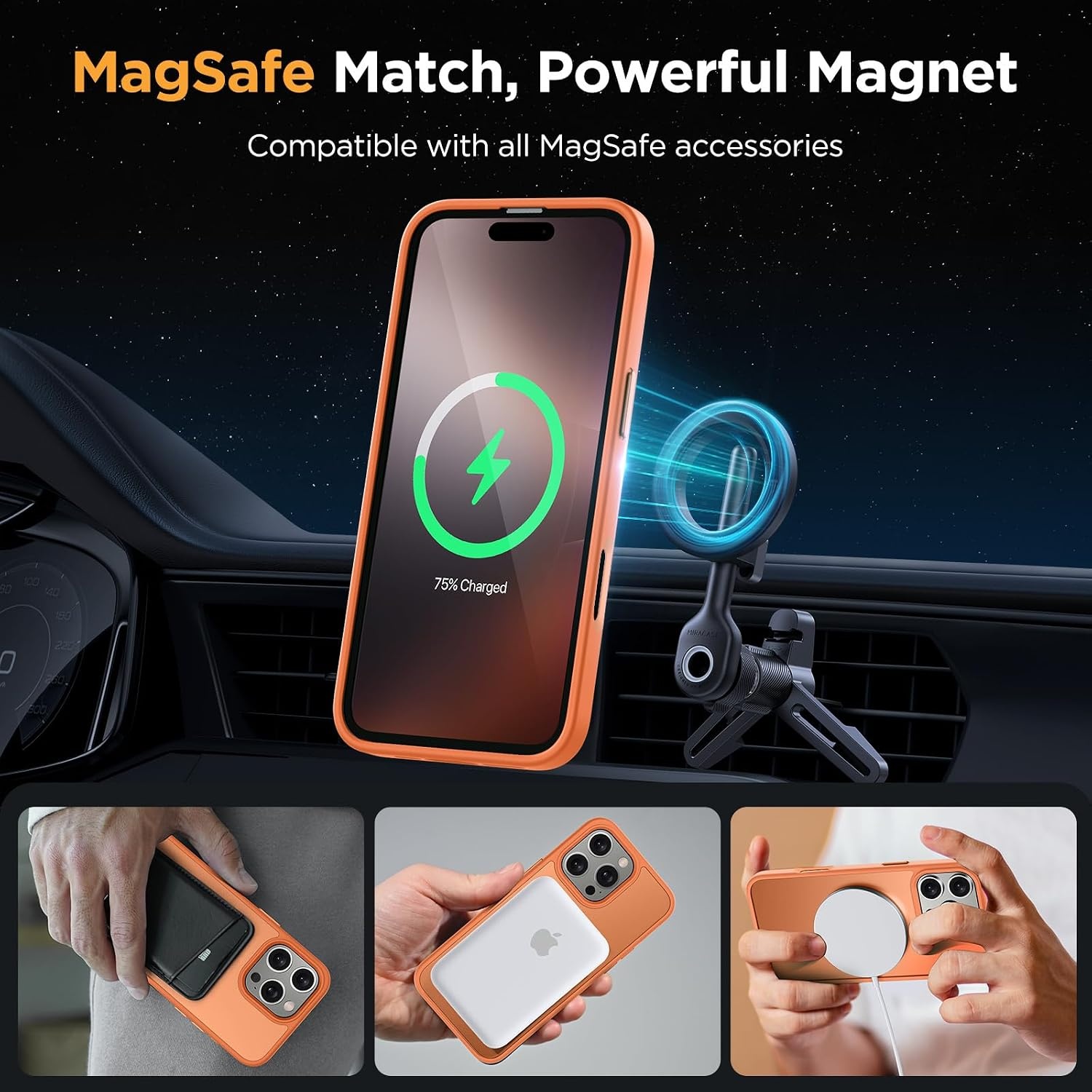 image:imageMiracase for iPhone 16 Pro Matte Series Case Magnetic OrangeOrange