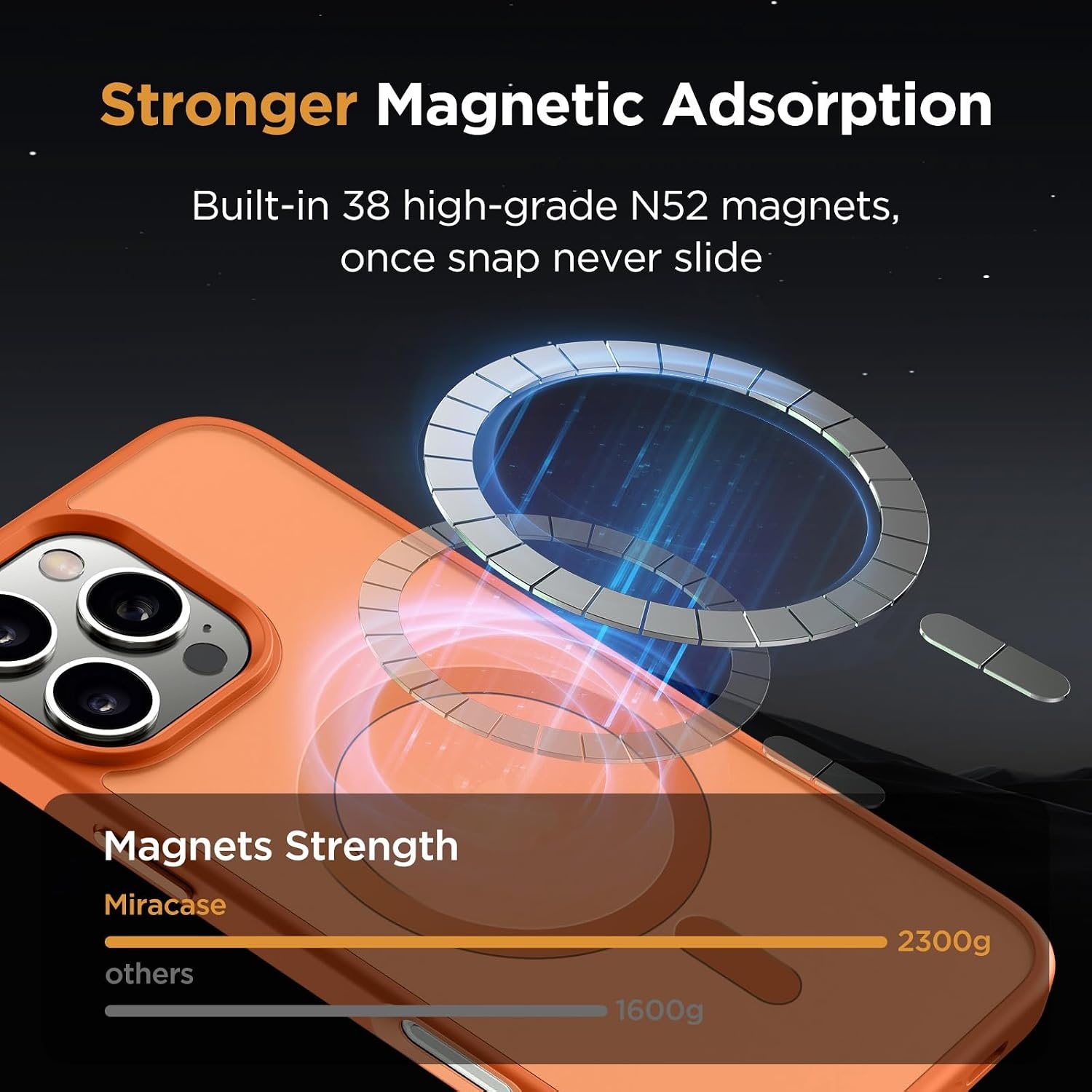 image:imageMiracase for iPhone 16 Pro Matte Series Case Magnetic OrangeOrange