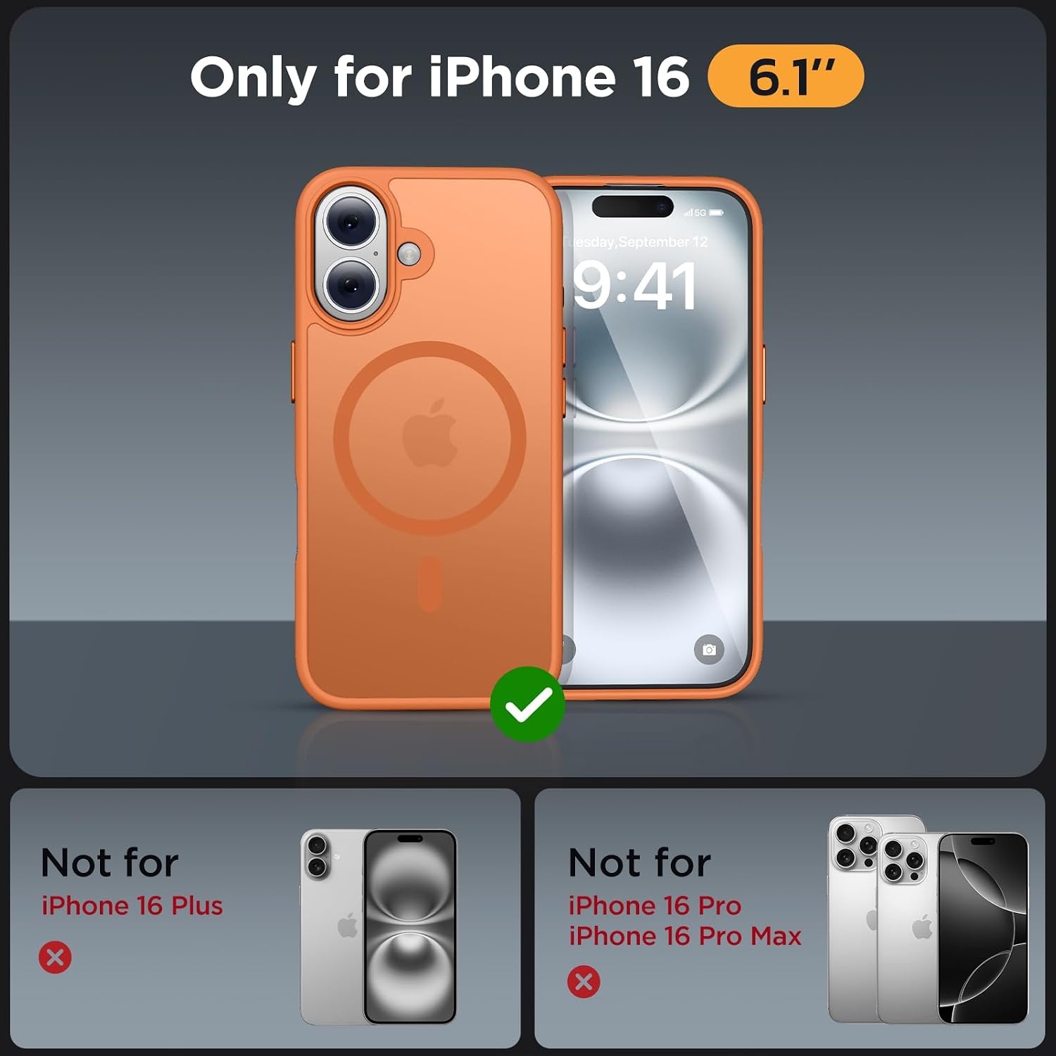 image:imageMiracase for iPhone 16 Pro Matte Series Case Magnetic OrangeOrange