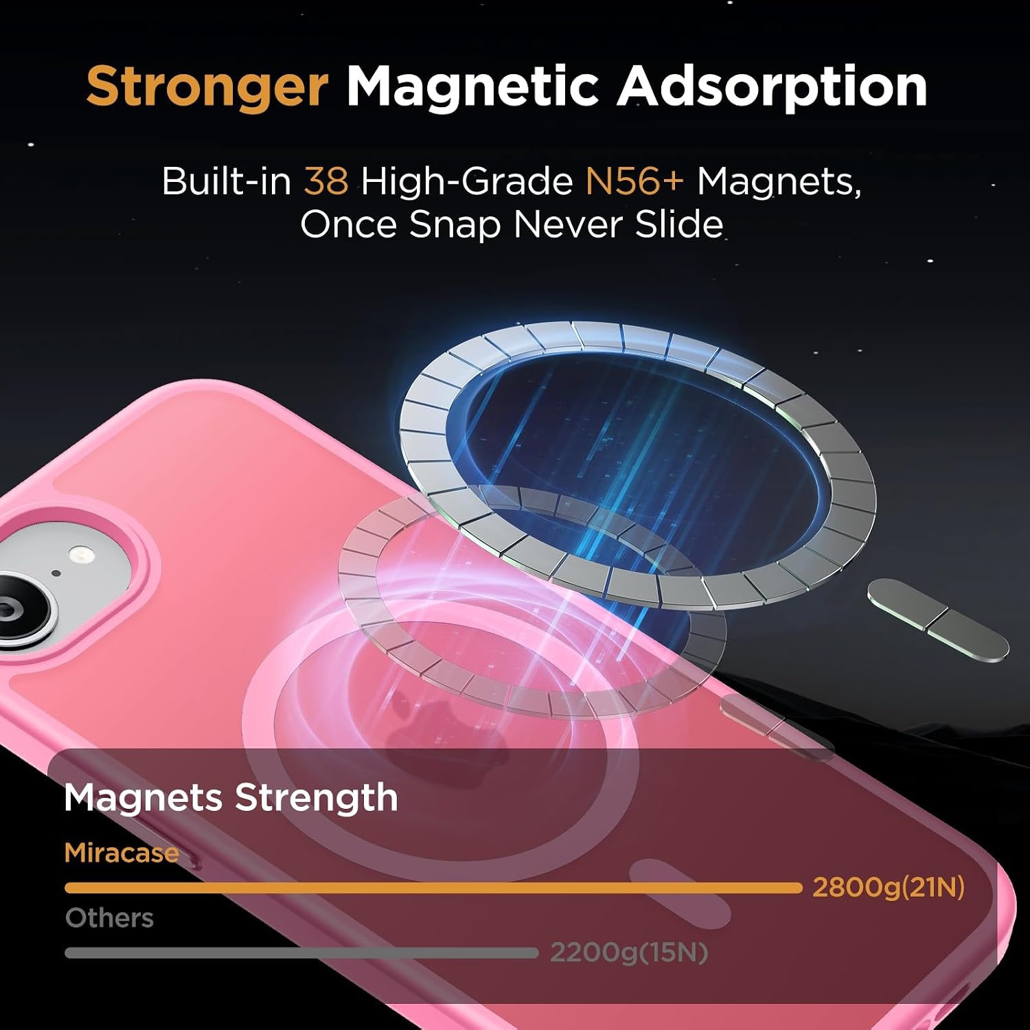 image:imageMiracase for iPhone 16 Pro Matte Series Case Magnetic OrangePink