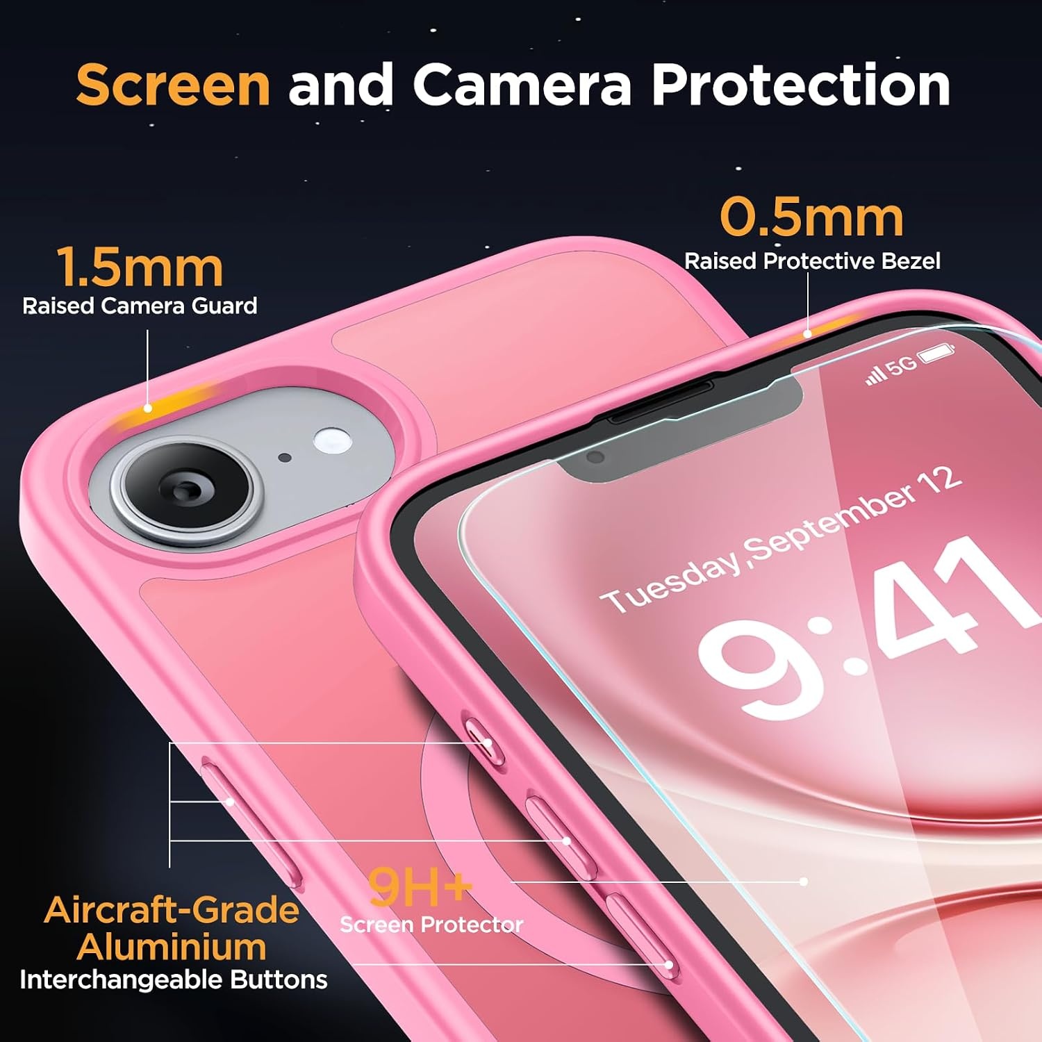 image:imageMiracase for iPhone 16 Pro Matte Series Case Magnetic OrangePink