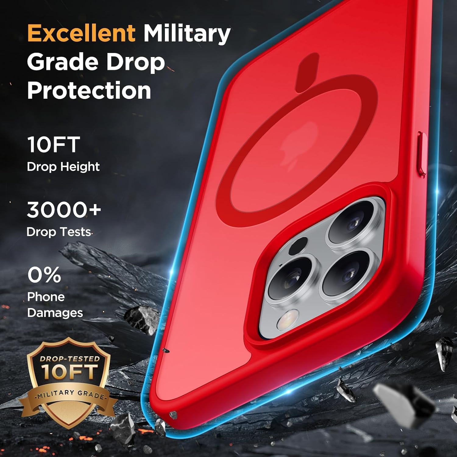image:imageMiracase for iPhone 16 Pro Matte Series Case Magnetic OrangeRed