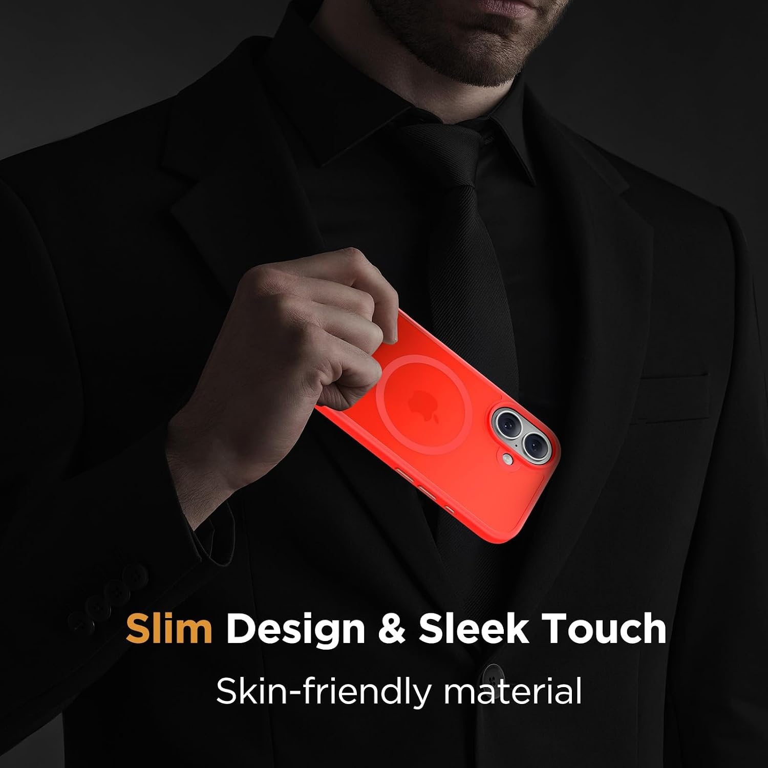 image:imageMiracase for iPhone 16 Pro Matte Series Case Magnetic OrangeRed