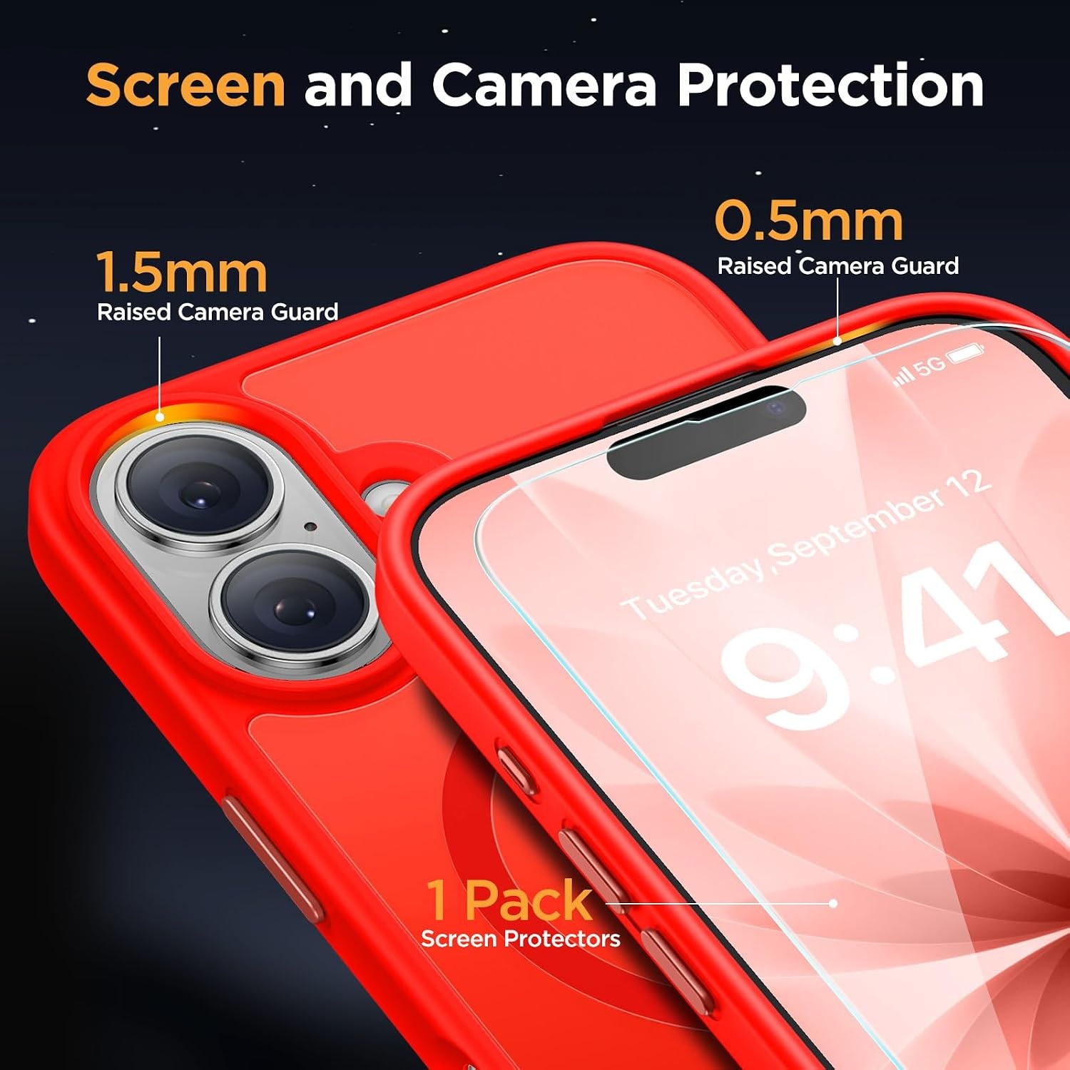 image:imageMiracase for iPhone 16 Pro Matte Series Case Magnetic OrangeRed