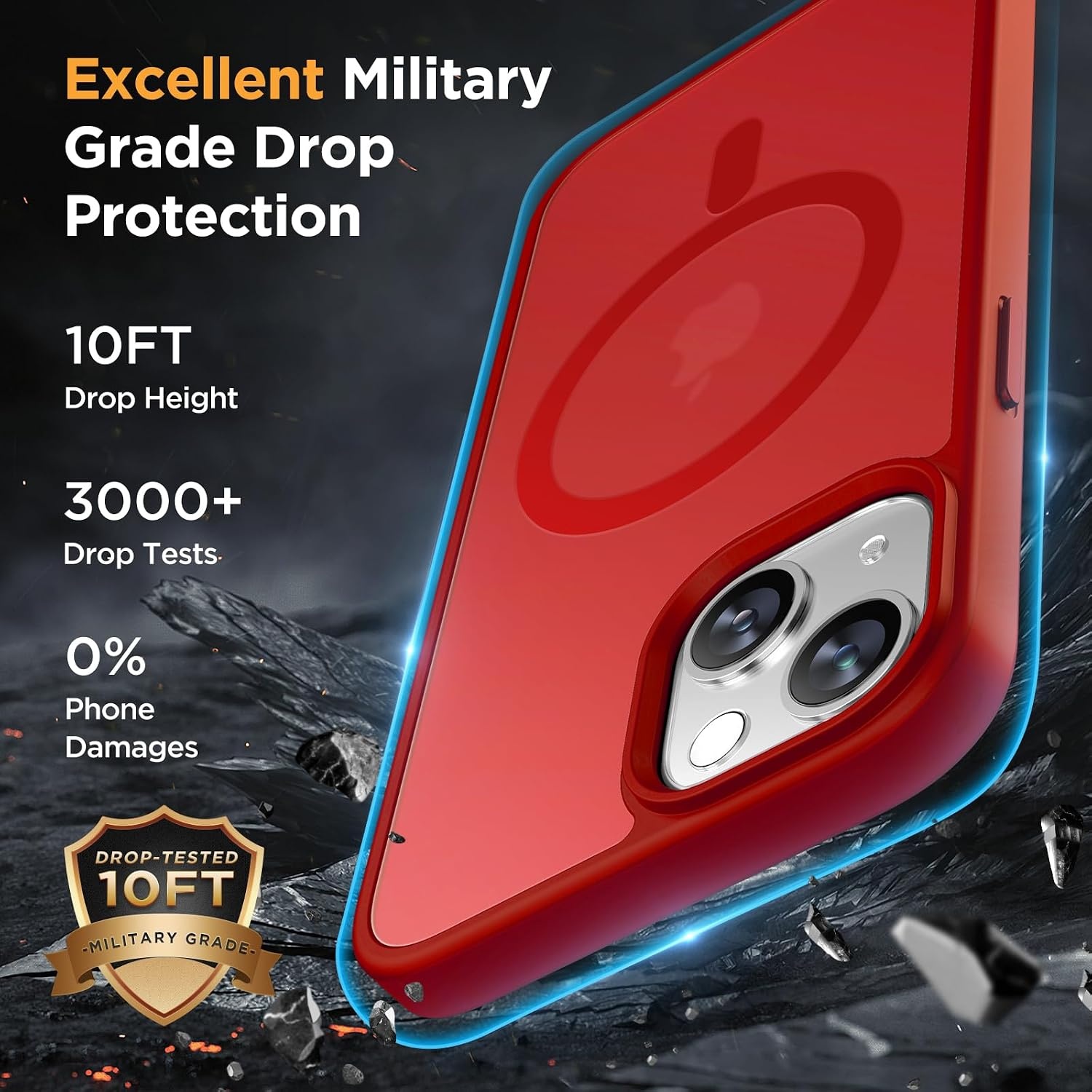 image:imageMiracase for iPhone 16 Pro Matte Series Case Magnetic OrangeRed