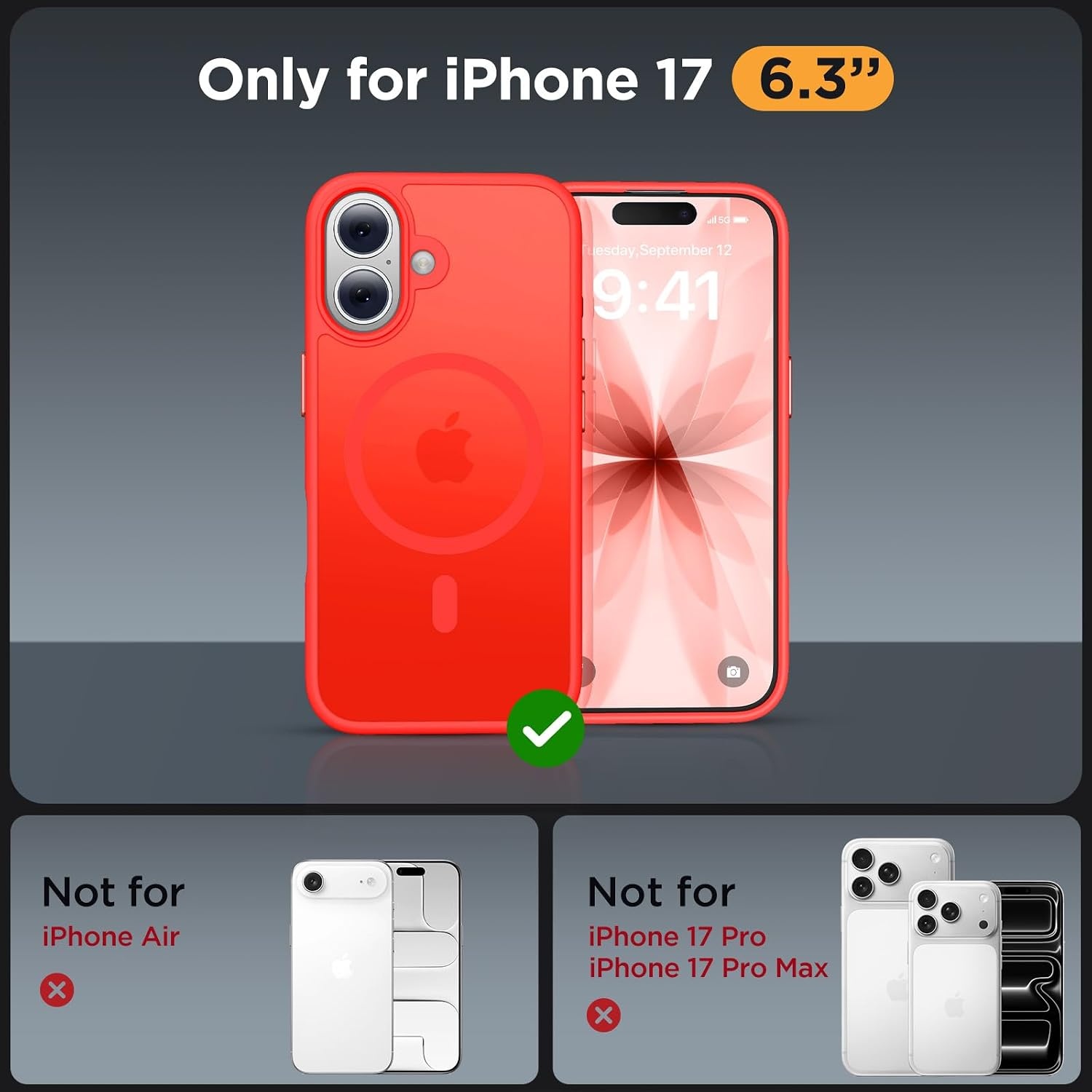 image:imageMiracase for iPhone 16 Pro Matte Series Case Magnetic OrangeRed